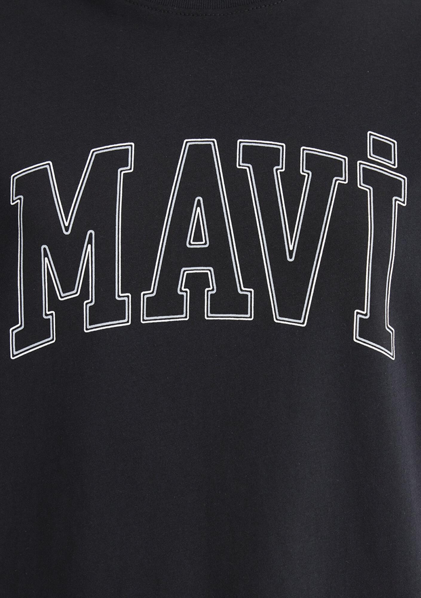 Mavi Mavi Logo Baskılı Siyah Tişört Regular Fit / Normal Kesim 1611193-900