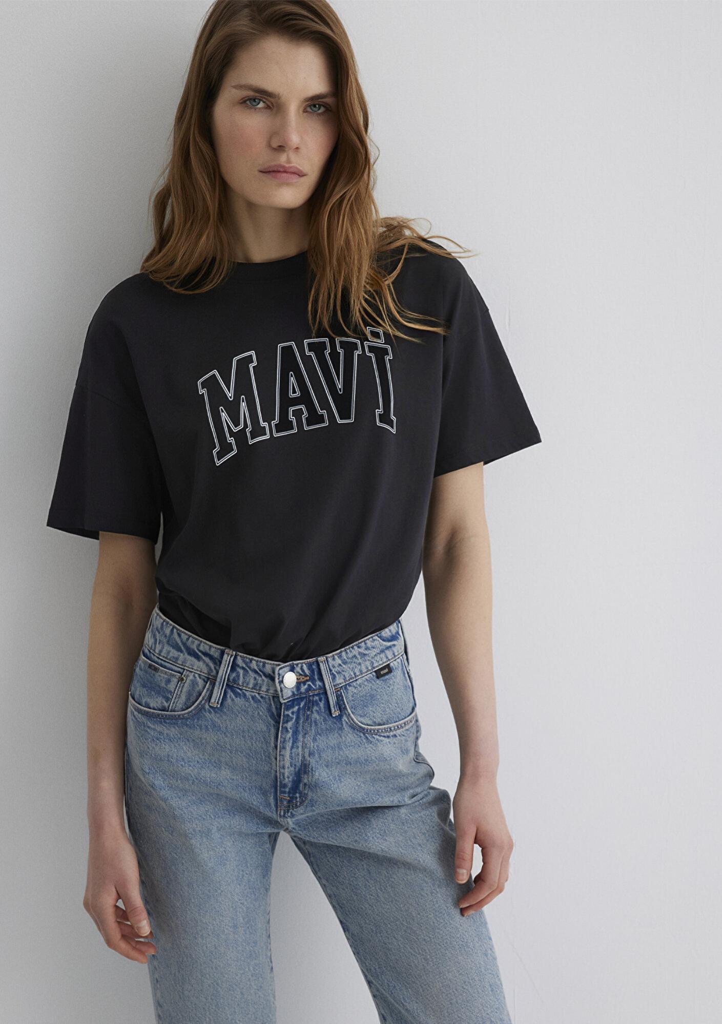 Mavi Mavi Logo Baskılı Siyah Tişört Regular Fit / Normal Kesim 1611193-900