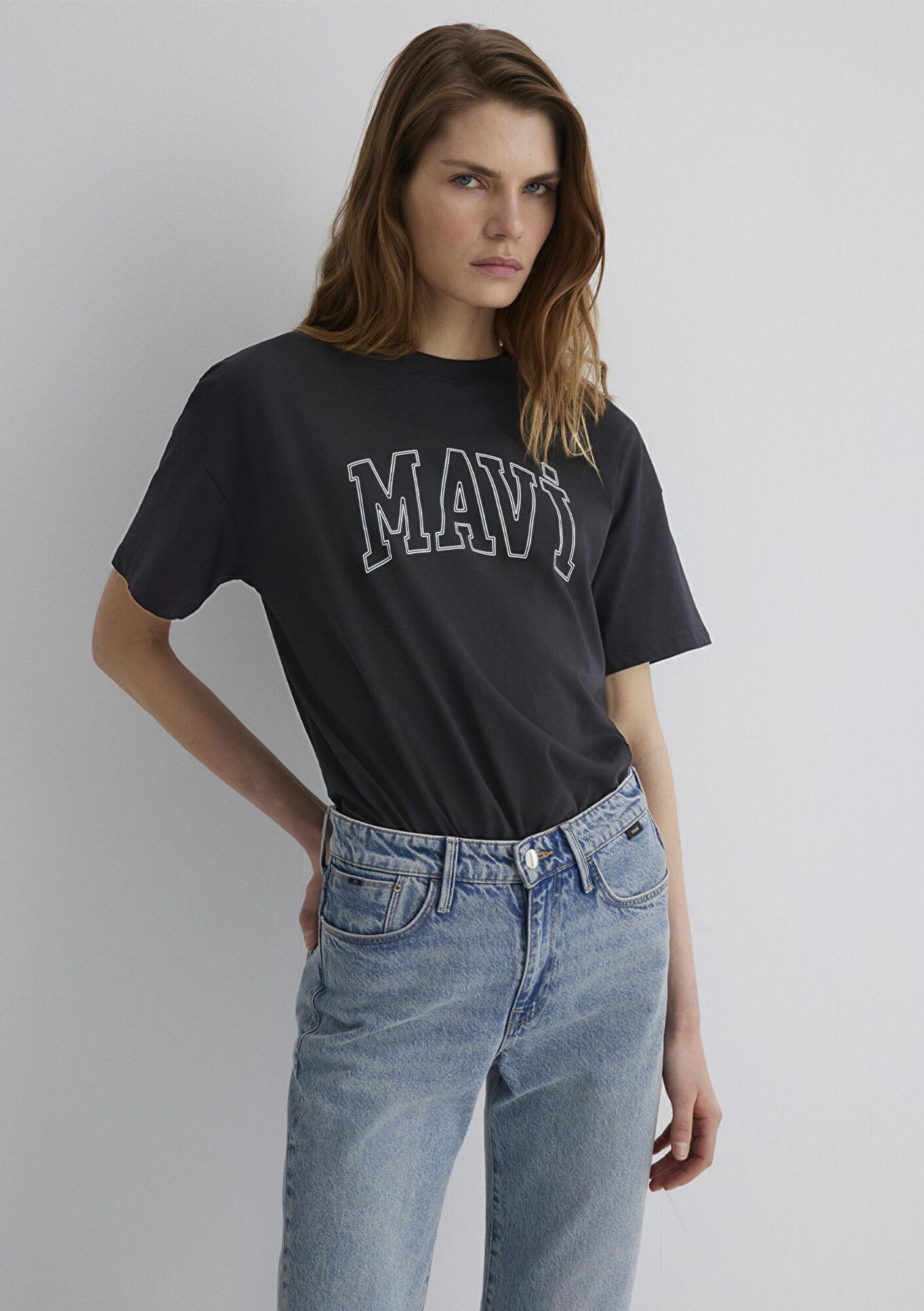 Mavi Mavi Logo Baskılı Siyah Tişört Regular Fit / Normal Kesim 1611193-900