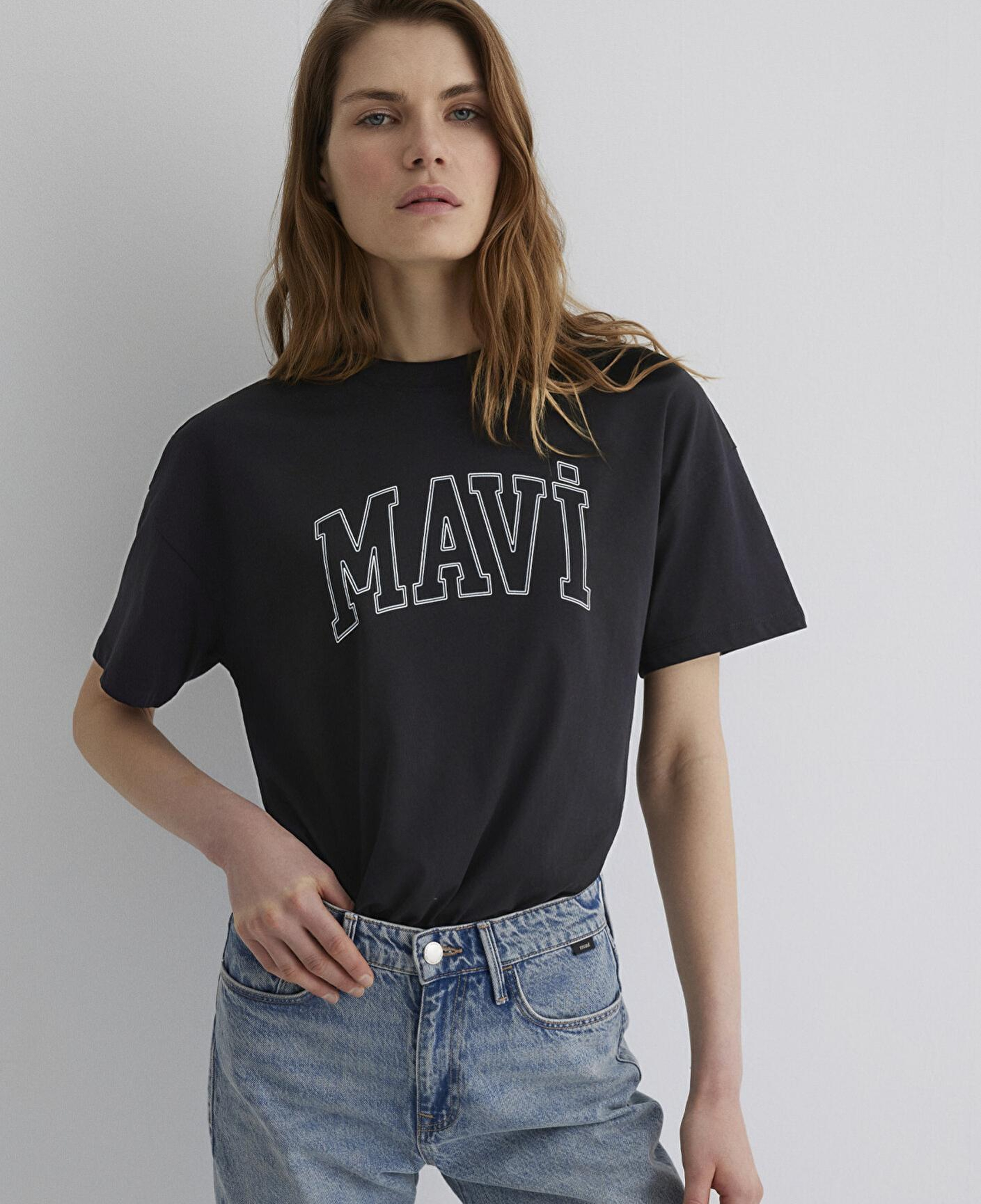 Mavi Mavi Logo Baskılı Siyah Tişört Regular Fit / Normal Kesim 1611193-900