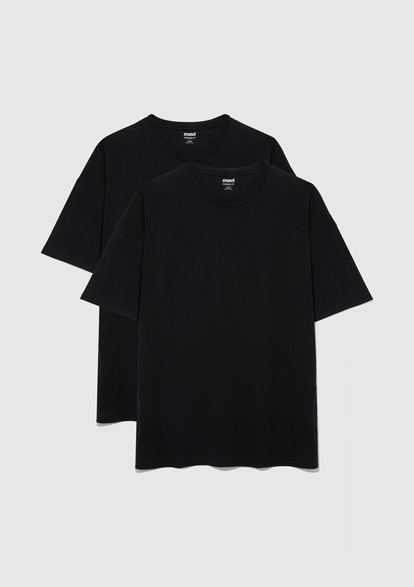 Mavi 2li Oversize Siyah Basic Tişört Oversize / Geniş Kesim 0612162-900