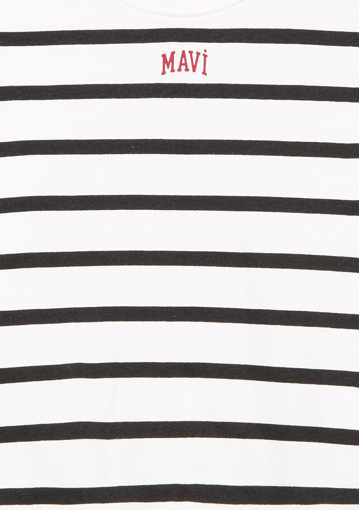 Mavi Mavi Logo Baskılı Siyah Çizgili Sweatshirt 7S10038-900