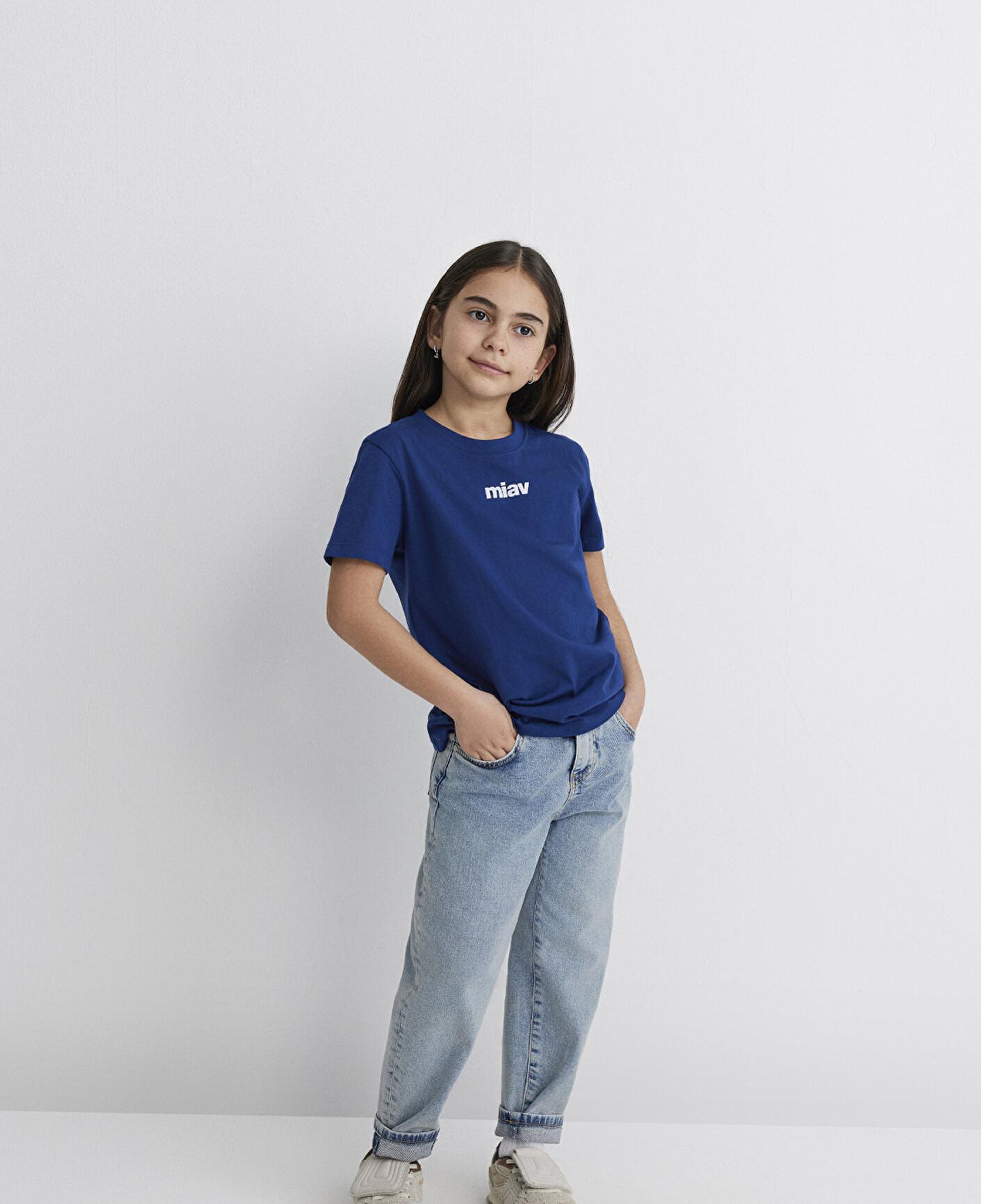 Mavi Miav Baskılı Mavi Çocuk Tişört Regular Fit / Normal Kesim 6633270722
