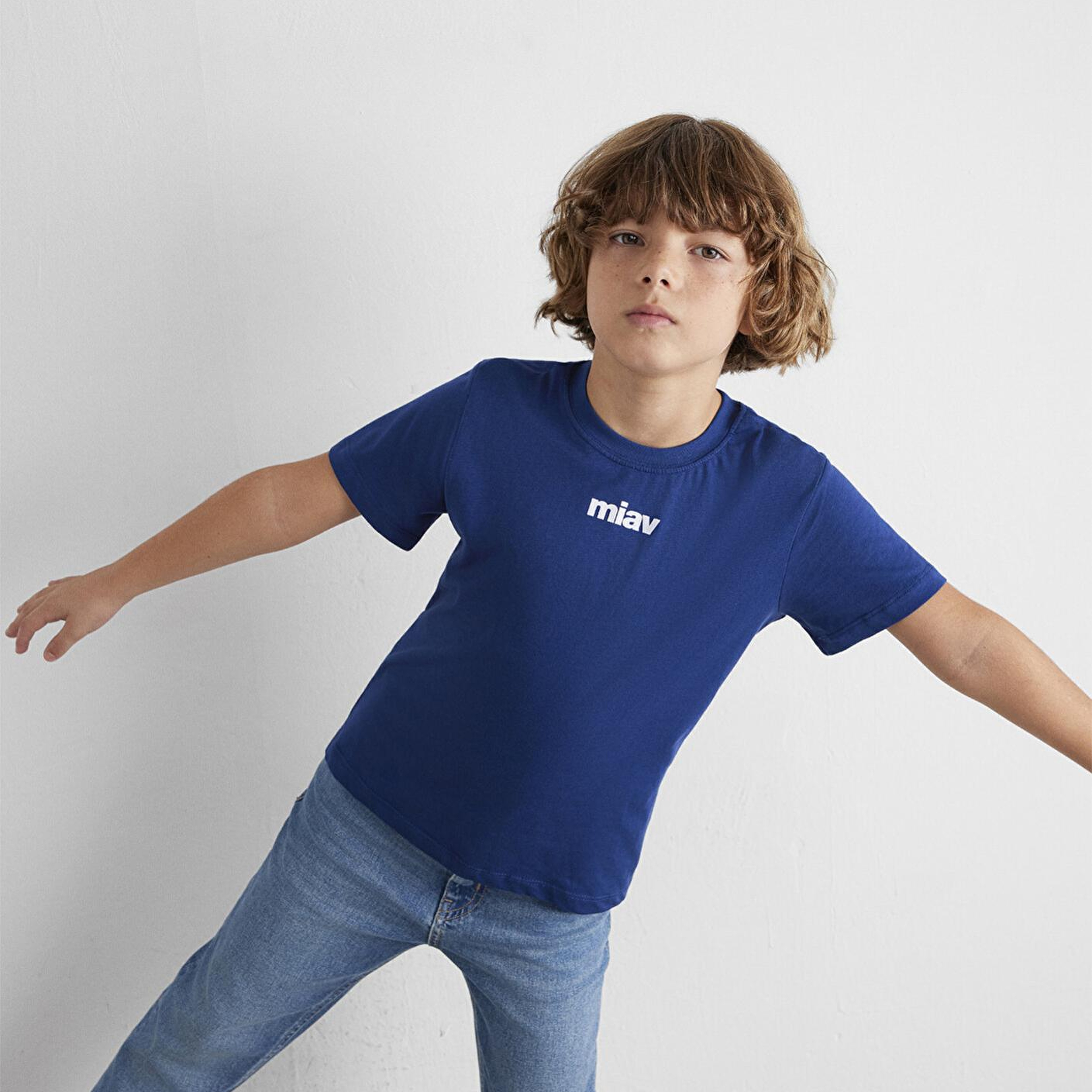 Mavi Miav Baskılı Mavi Çocuk Tişört Regular Fit / Normal Kesim 6633270722