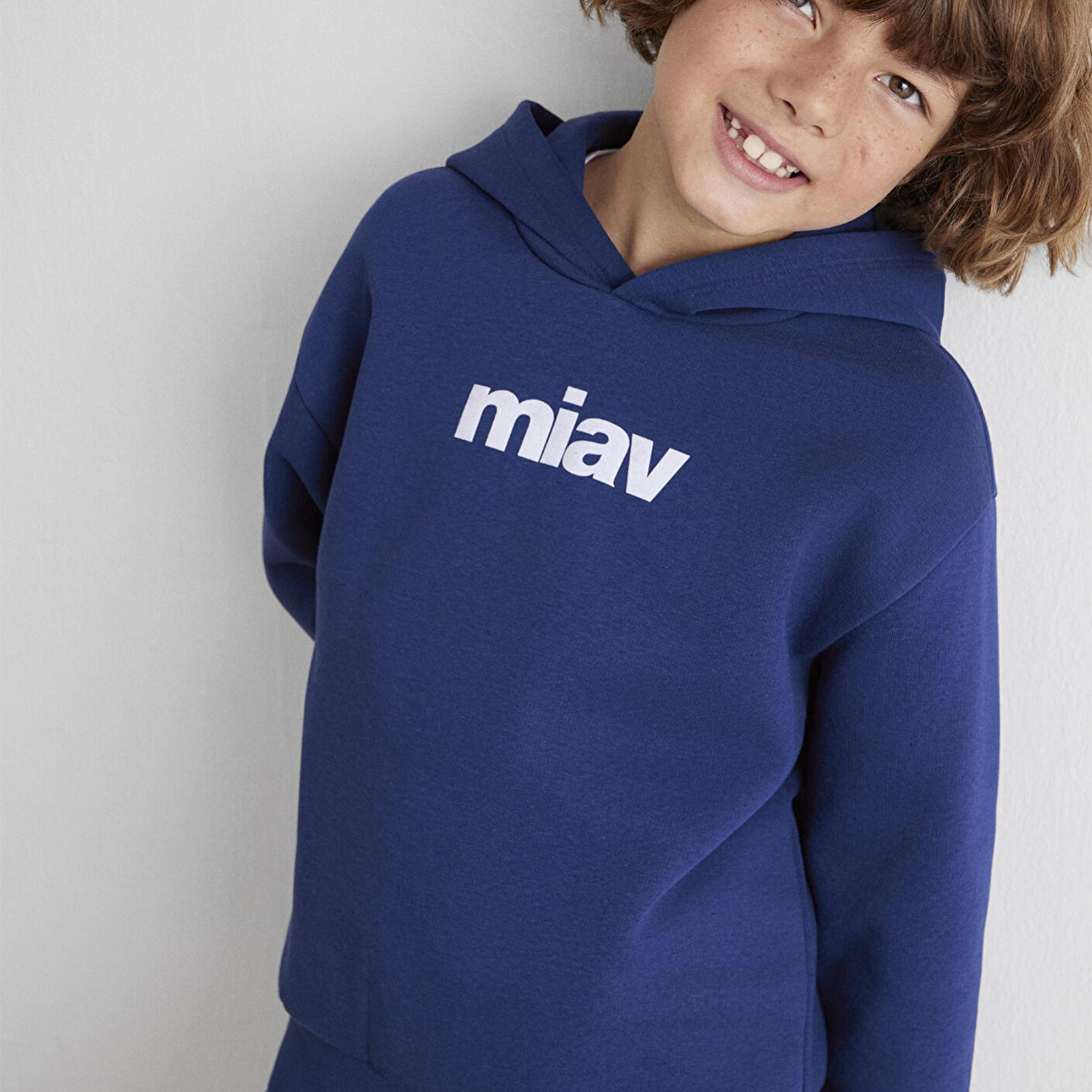 Mavi Miav Baskılı Kapüşonlu Mavi Çocuk Sweatshirt 6S10028-70722