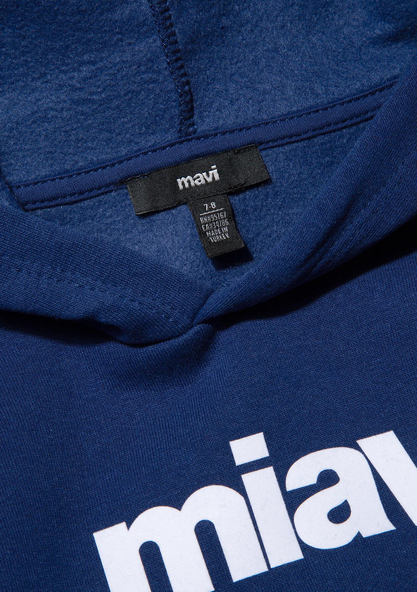 Mavi Miav Baskılı Kapüşonlu Mavi Çocuk Sweatshirt 6S10028-70722