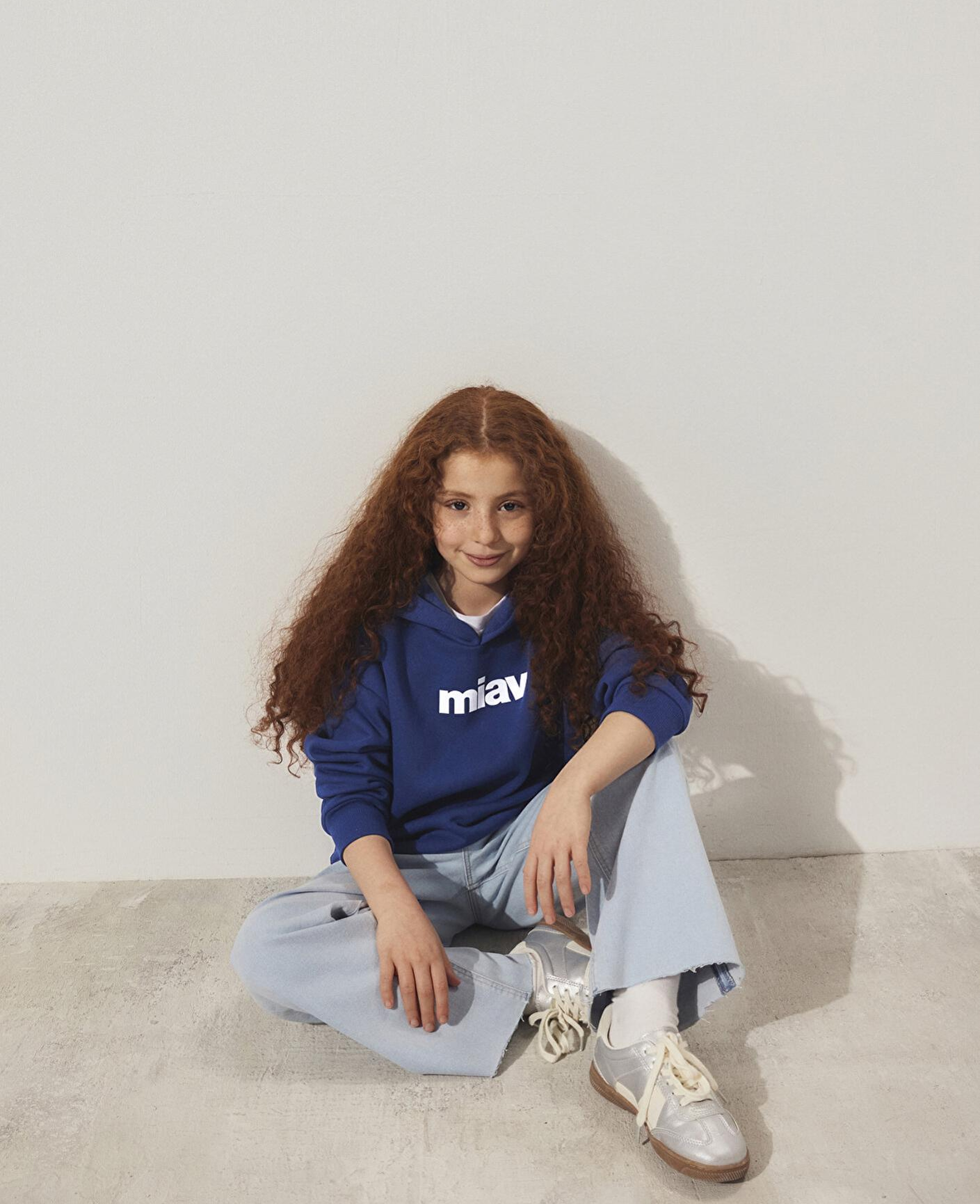 Mavi Miav Baskılı Kapüşonlu Mavi Çocuk Sweatshirt 6S10028-70722