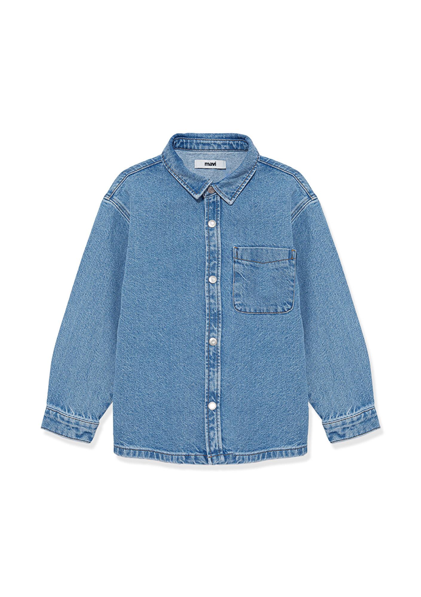 Mavi Bob 90lar Indigo Mavisi Jean Gömlek Oversize / Geniş Kesim 6210000-86709