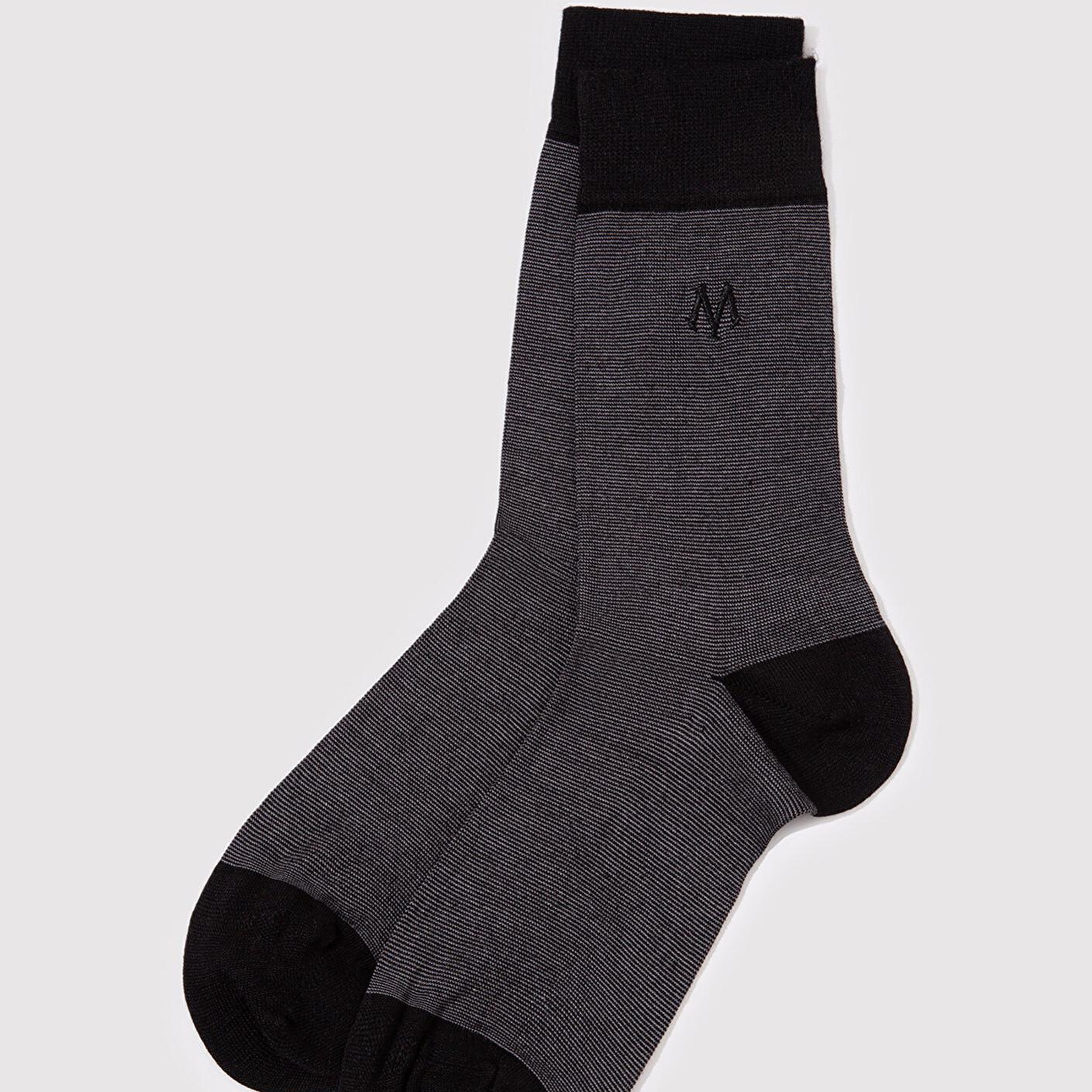 Mavi Mühür Logo Baskılı Siyah Soket Çorap 0911365-900