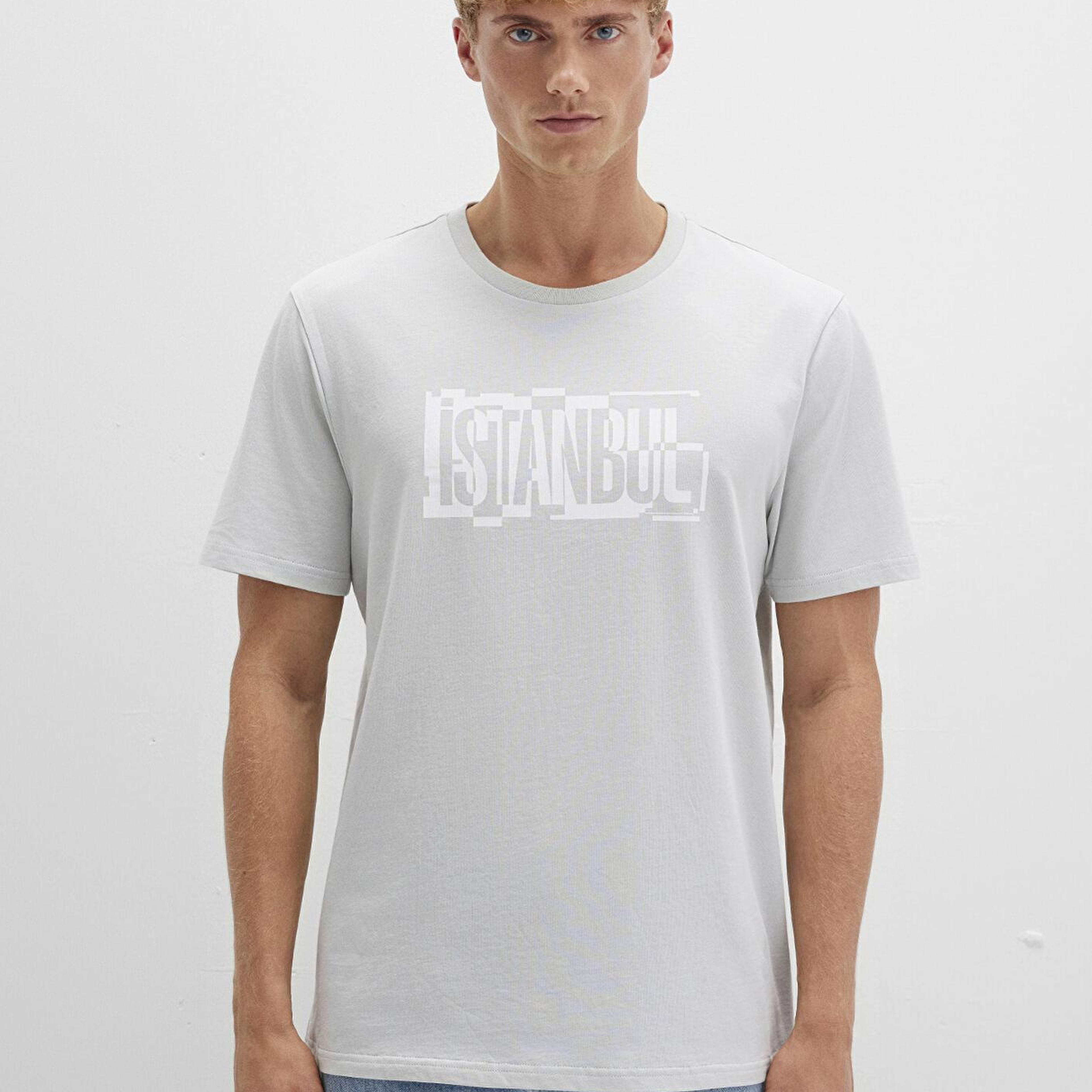 Mavi İstanbul Baskılı Gri Tişört Regular Fit / Normal Kesim 0611789-80618