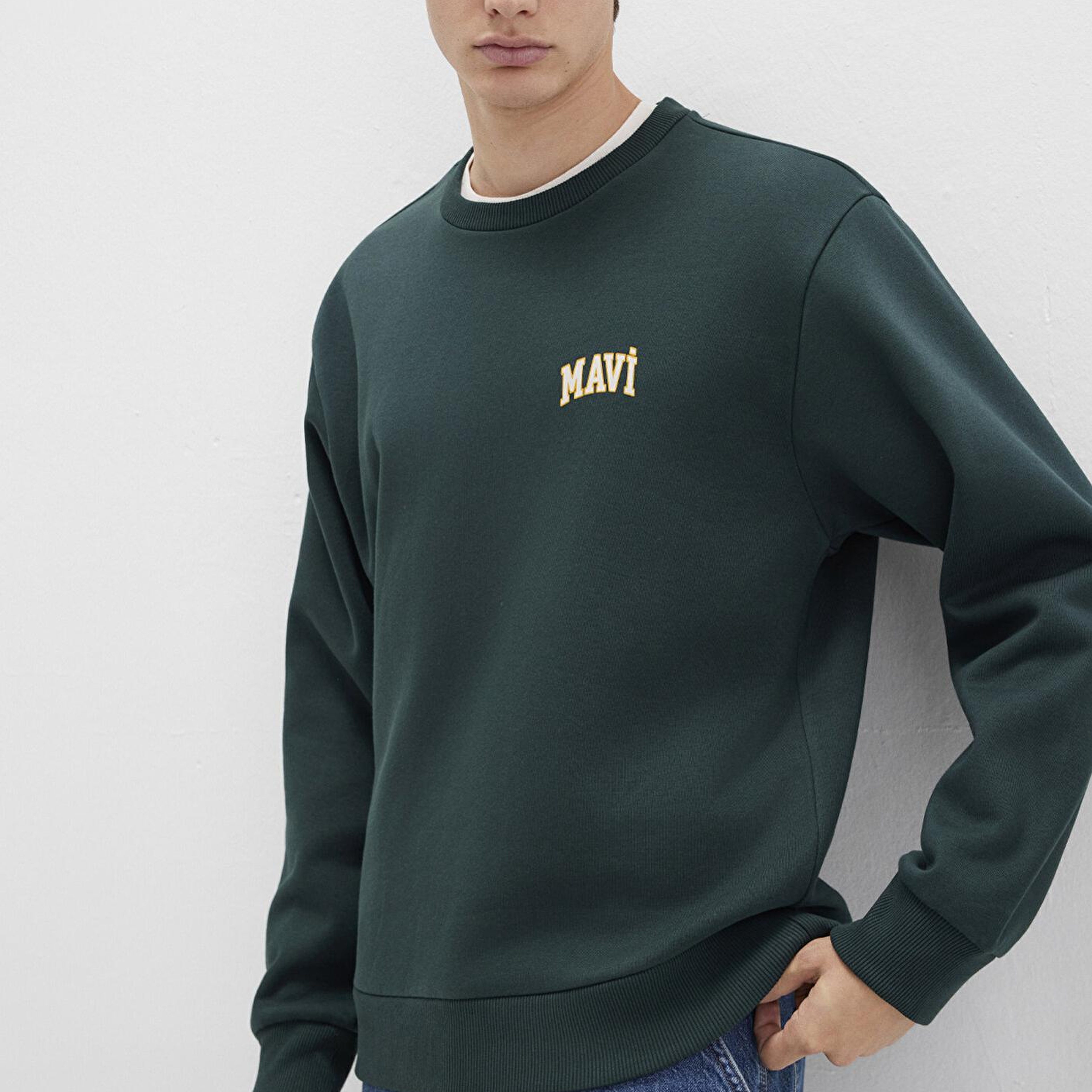 Mavi Mavi Logo Baskılı Yeşil Sweatshirt 0611716-81570