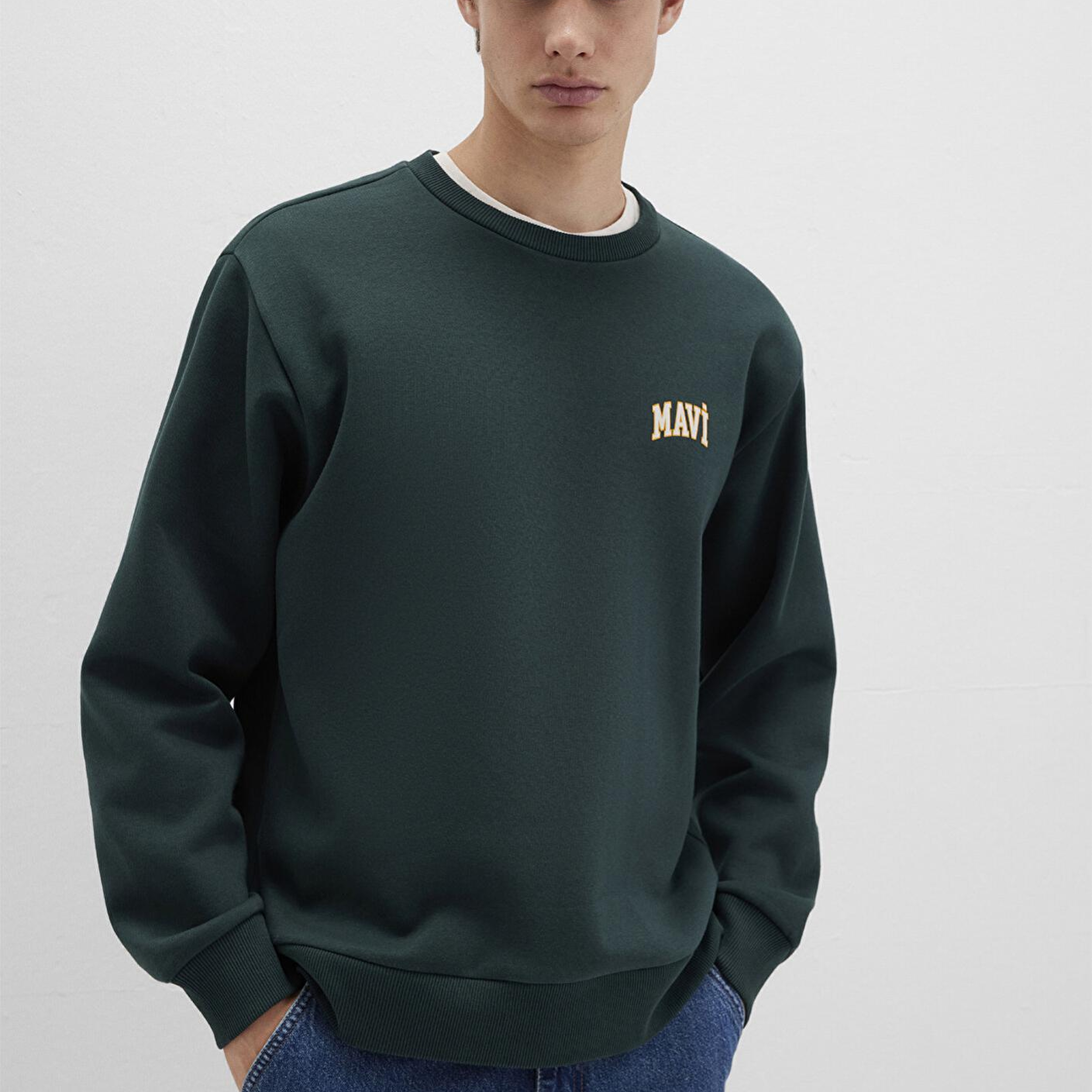 Mavi Mavi Logo Baskılı Yeşil Sweatshirt 0611716-81570