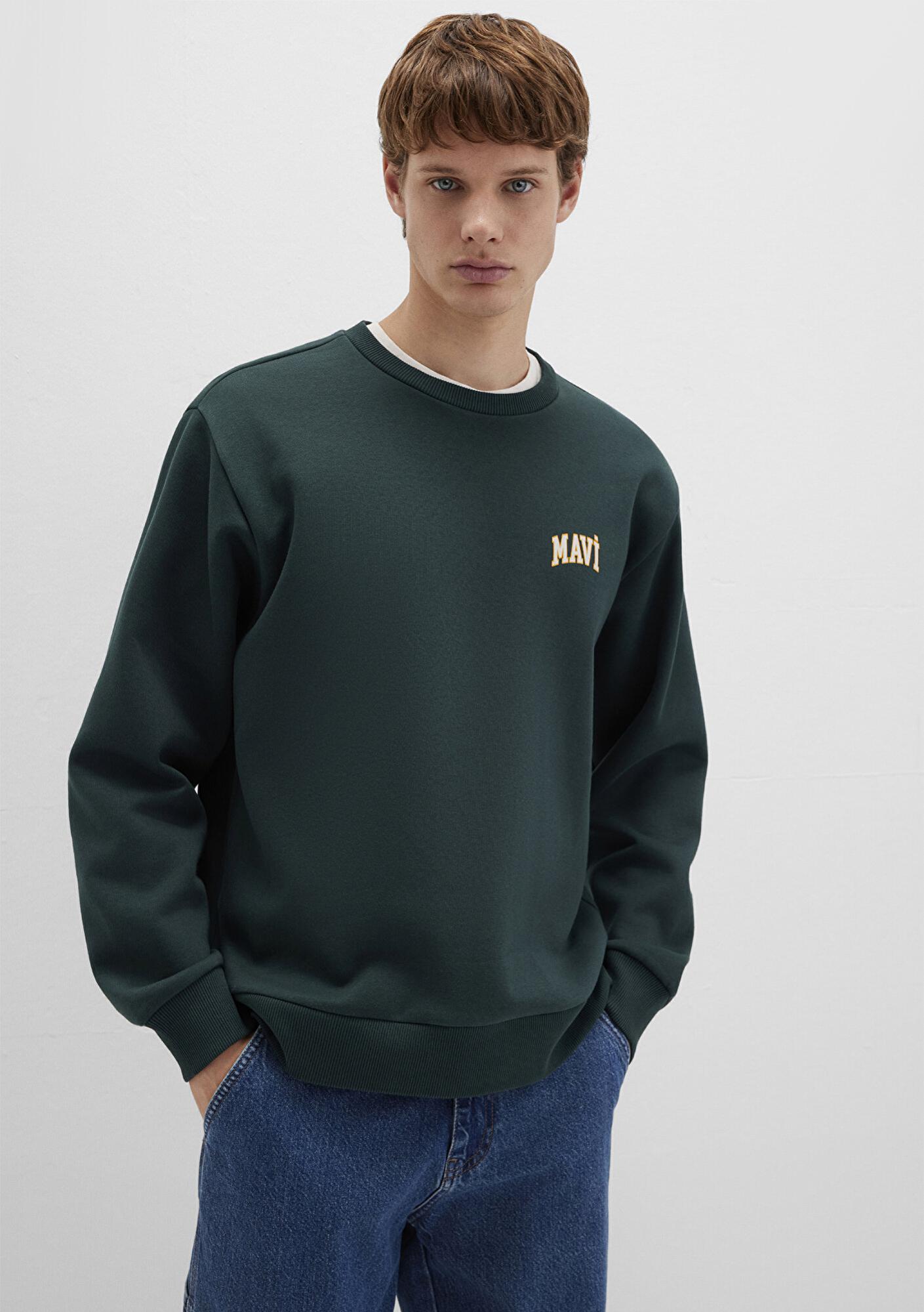 Mavi Mavi Logo Baskılı Yeşil Sweatshirt 0611716-81570
