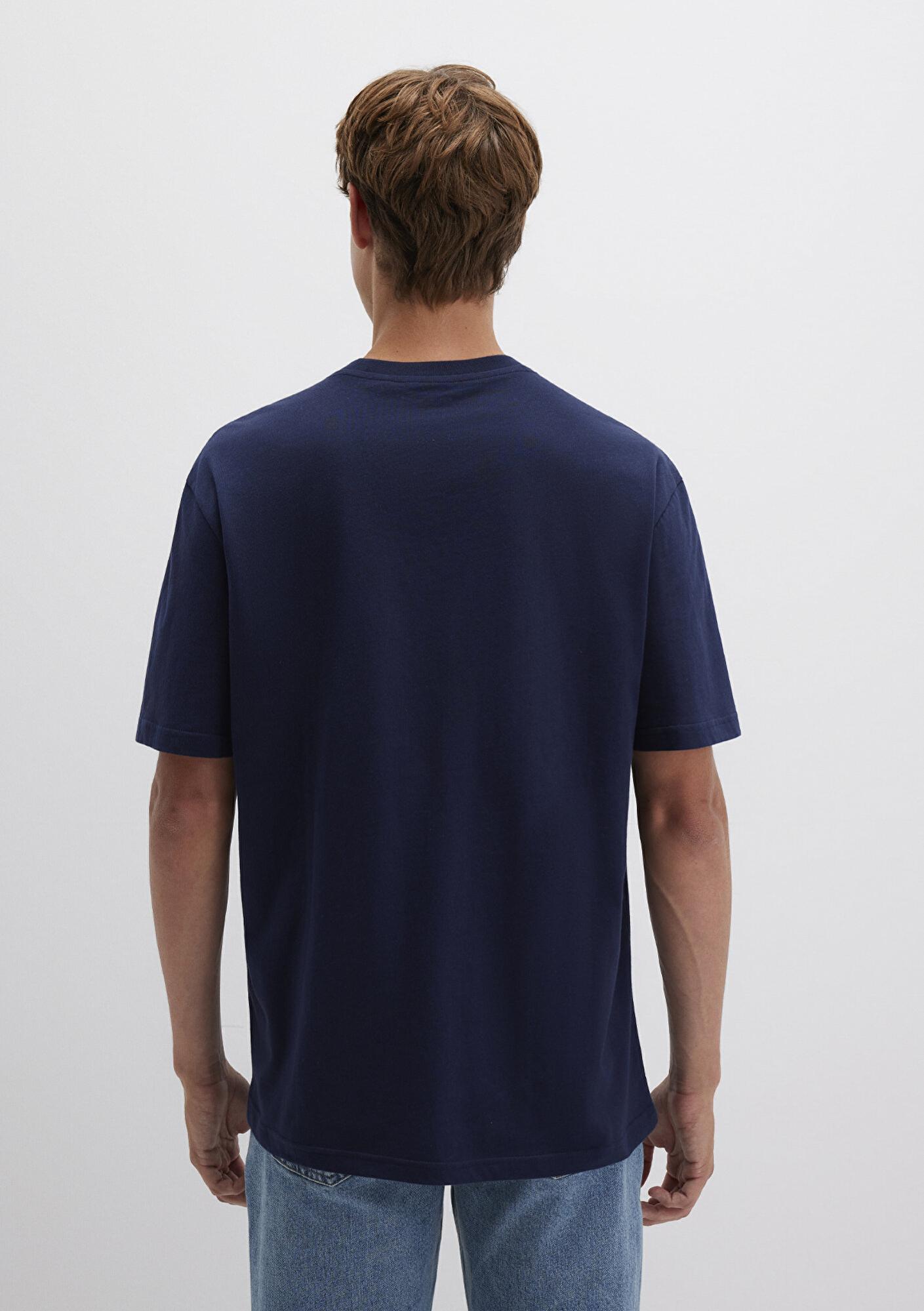 Mavi Mavi Logo Baskılı Lacivert Tişört Loose Fit / Bol Rahat Kesim 0611711-84371