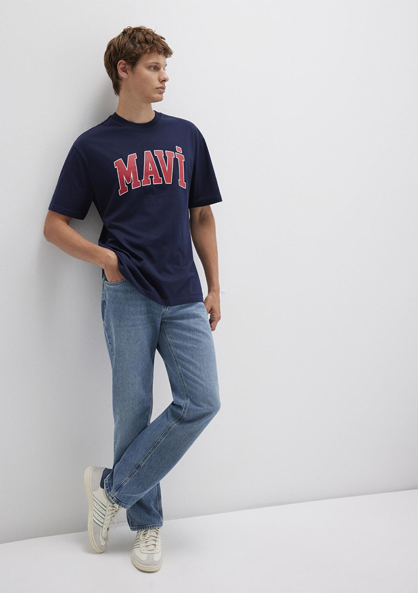 Mavi Mavi Logo Baskılı Lacivert Tişört Loose Fit / Bol Rahat Kesim 0611711-84371