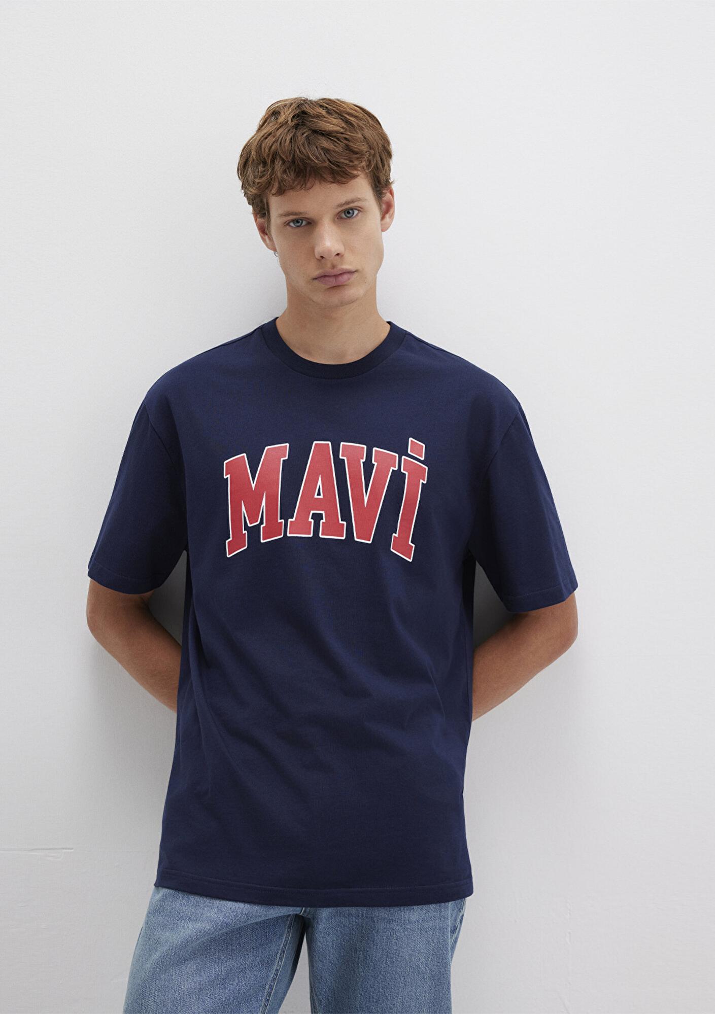 Mavi Mavi Logo Baskılı Lacivert Tişört Loose Fit / Bol Rahat Kesim 0611711-84371