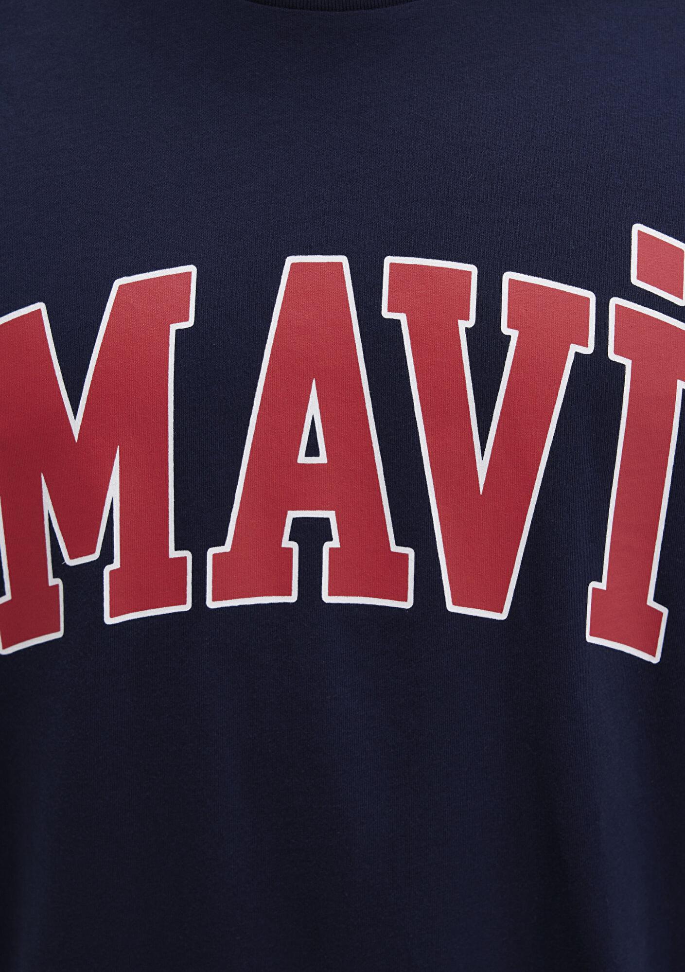 Mavi Mavi Logo Baskılı Lacivert Tişört Loose Fit / Bol Rahat Kesim 0611711-84371