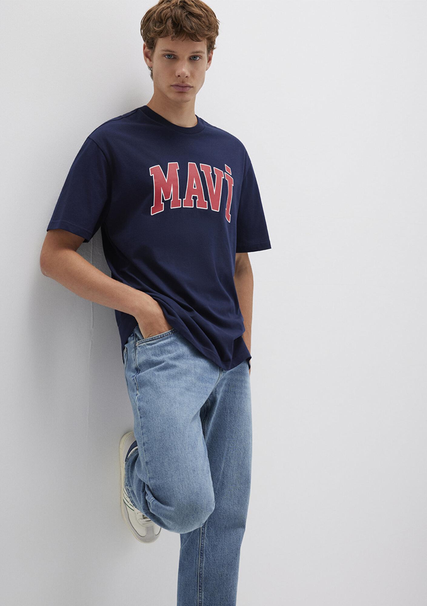 Mavi Mavi Logo Baskılı Lacivert Tişört Loose Fit / Bol Rahat Kesim 0611711-84371