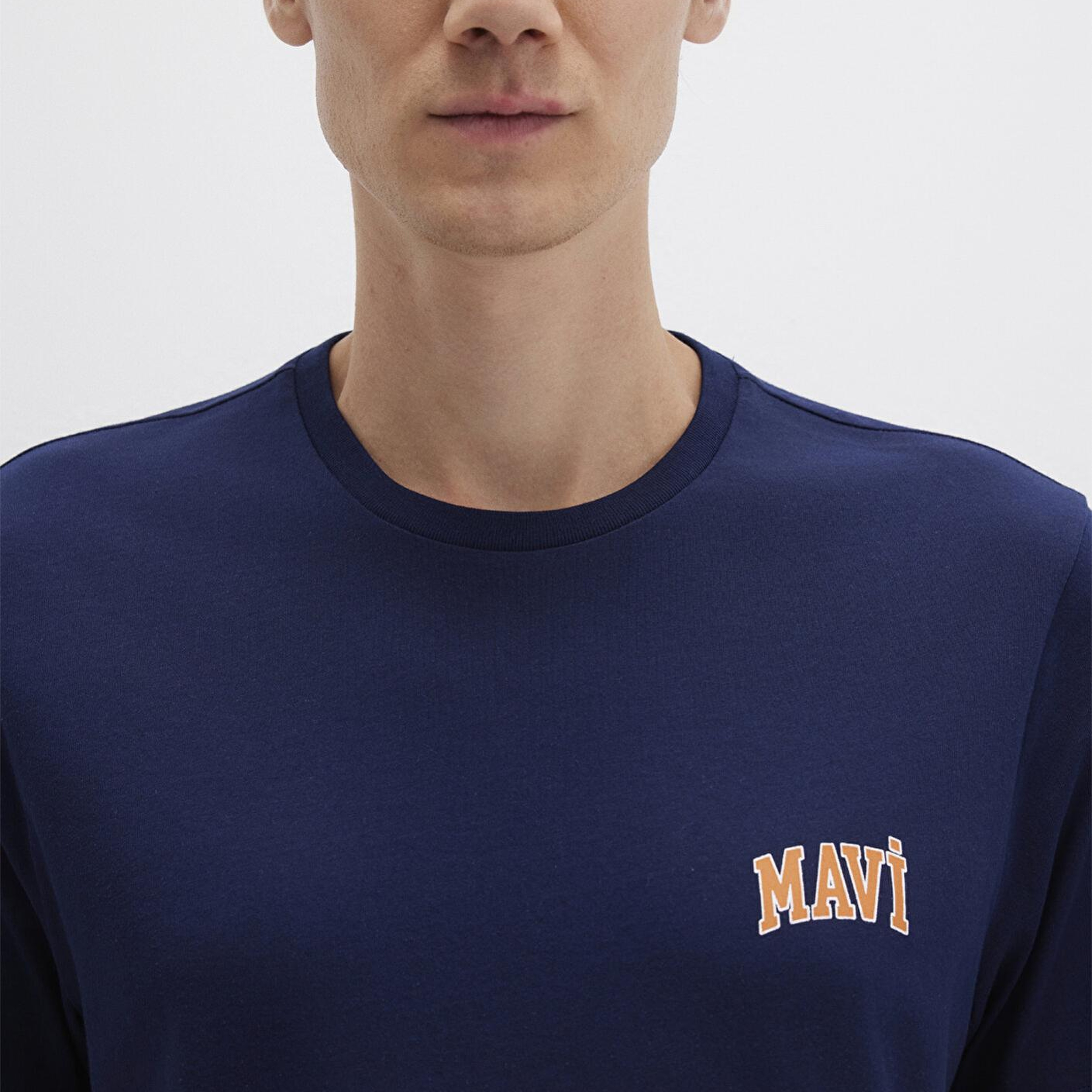 Mavi Mavi Logo Baskılı Lacivert Tişört Regular Fit / Normal Kesim 0611714-84371