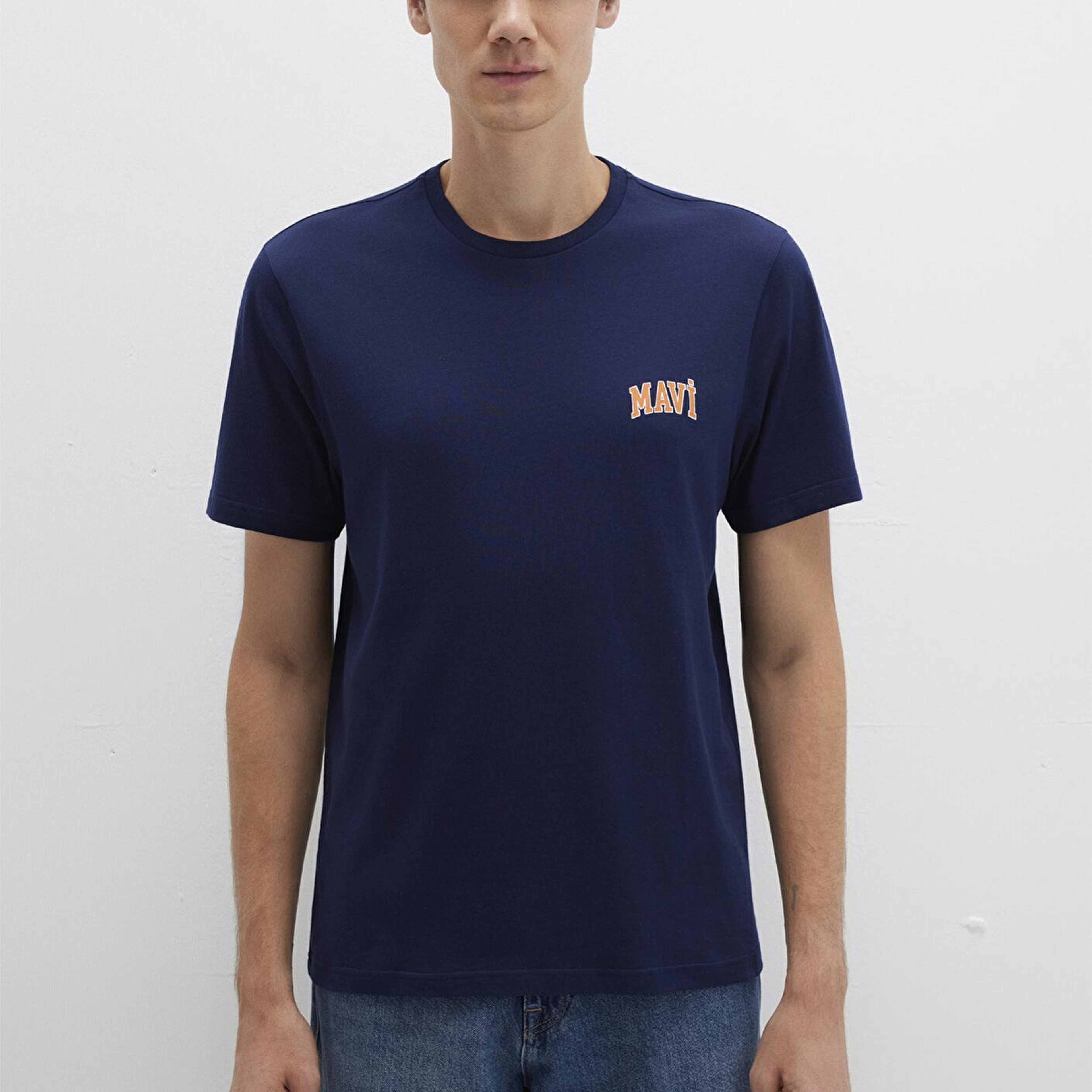 Mavi Mavi Logo Baskılı Lacivert Tişört Regular Fit / Normal Kesim 0611714-84371