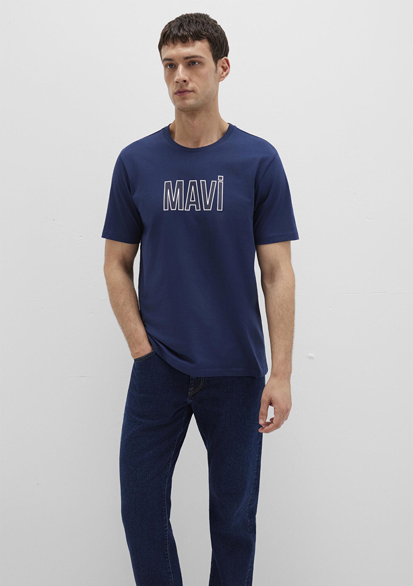 Mavi Mavi Logo Baskılı Lacivert Tişört Regular Fit / Normal Kesim 066842-70758