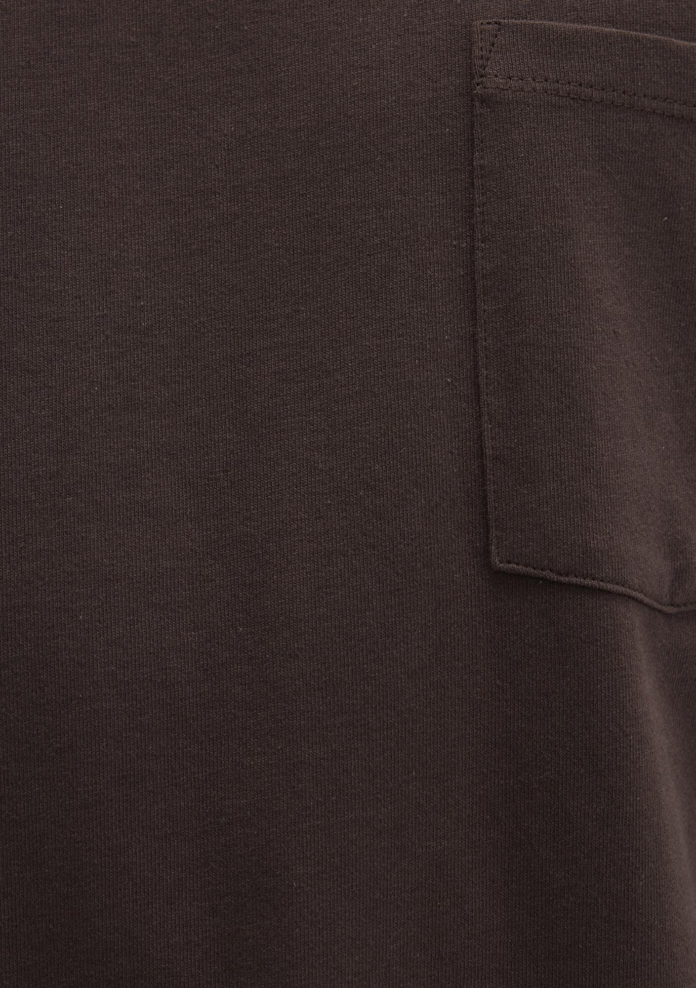 Mavi Cep Detaylı Kahverengi Basic Tişört Loose Fit / Bol Rahat Kesim 066248-70251