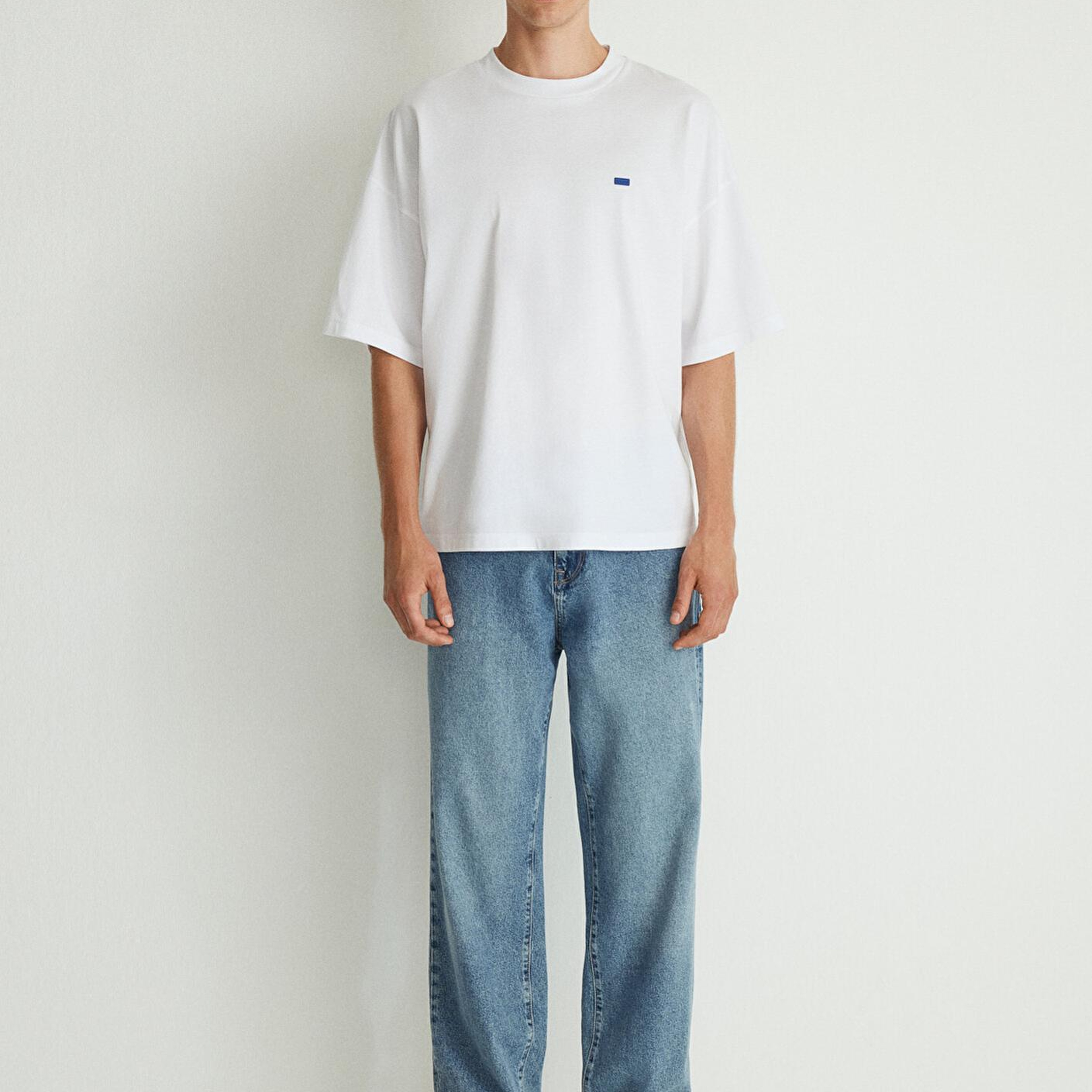 Mavi Bisiklet Yaka Basic Beyaz Tişört Oversize / Geniş Kesim 0611931-620