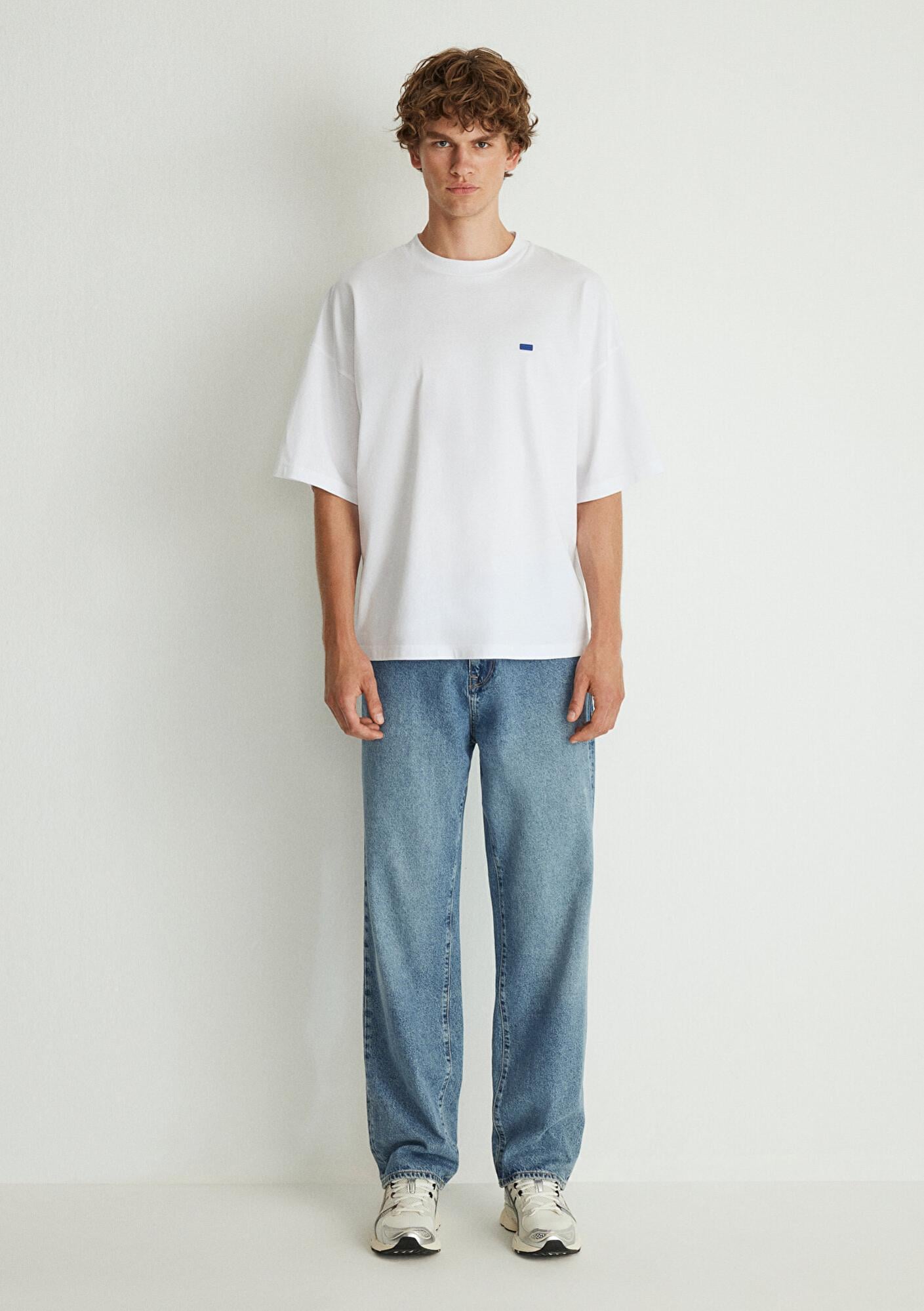 Mavi Bisiklet Yaka Basic Beyaz Tişört Oversize / Geniş Kesim 0611931-620