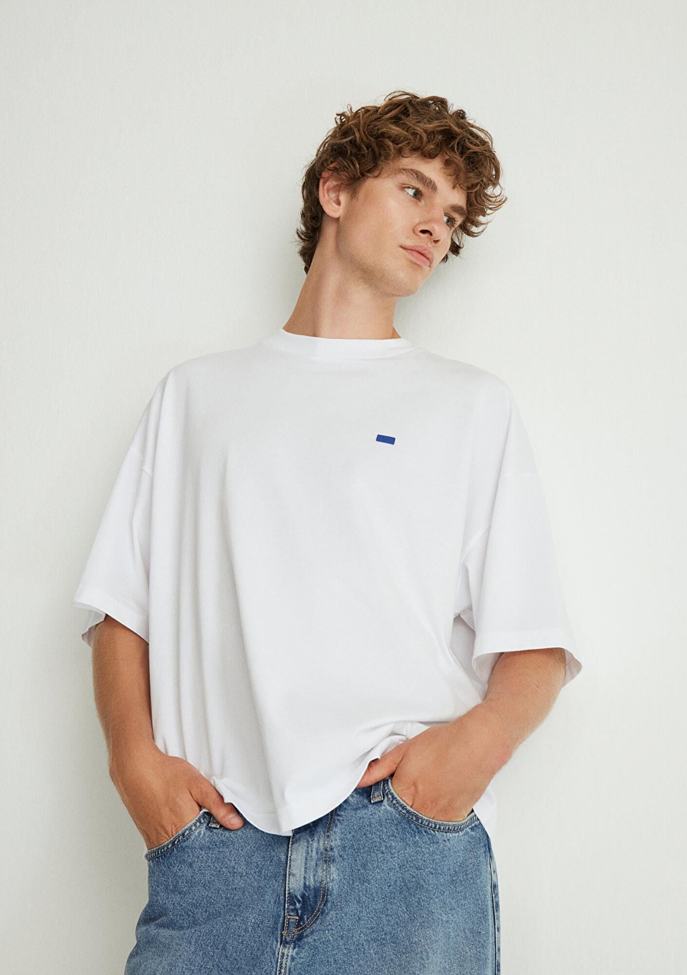 Mavi Bisiklet Yaka Basic Beyaz Tişört Oversize / Geniş Kesim 0611931-620