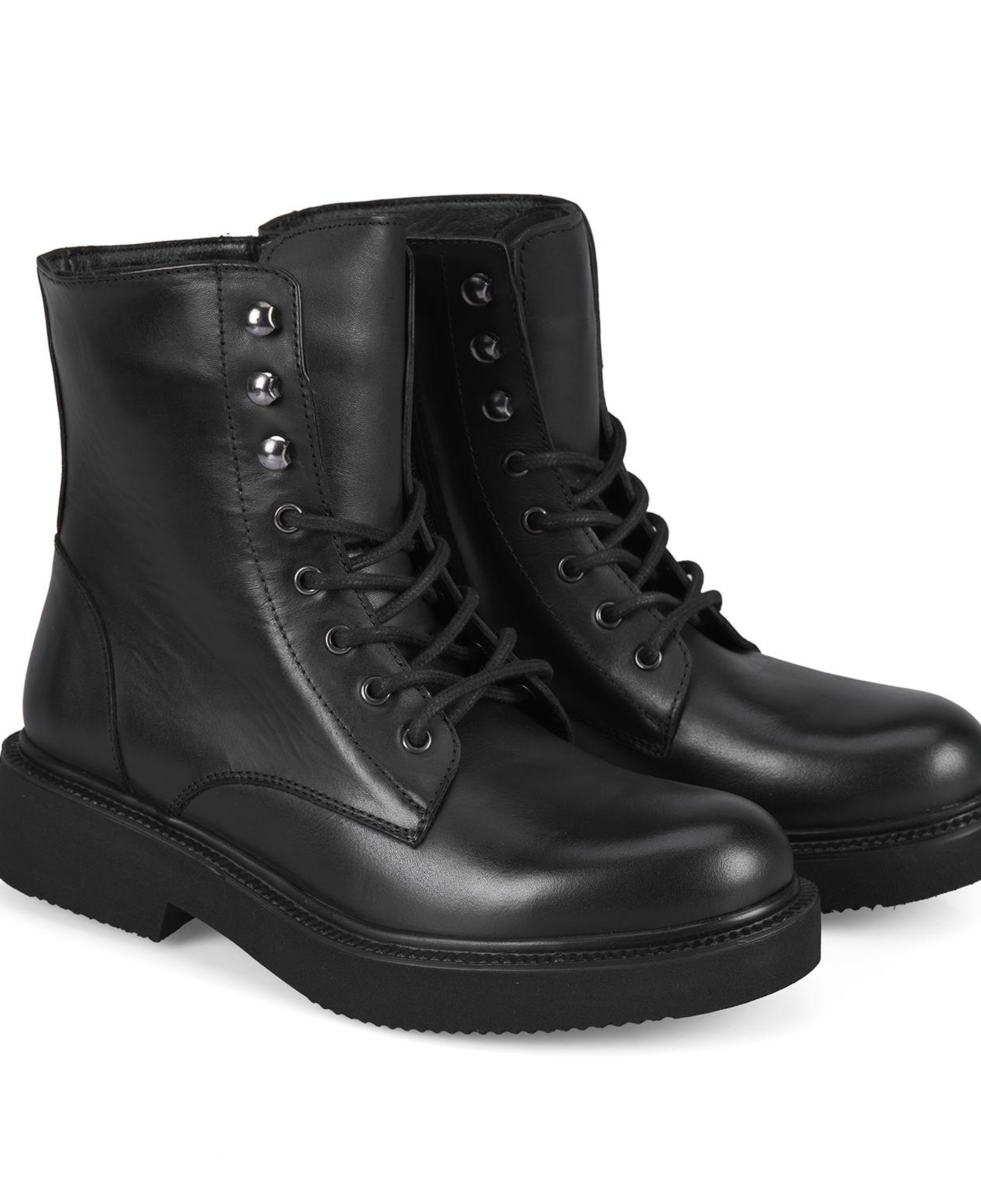 Kenia Siyah Kadın Fermuarlı Deri Bot