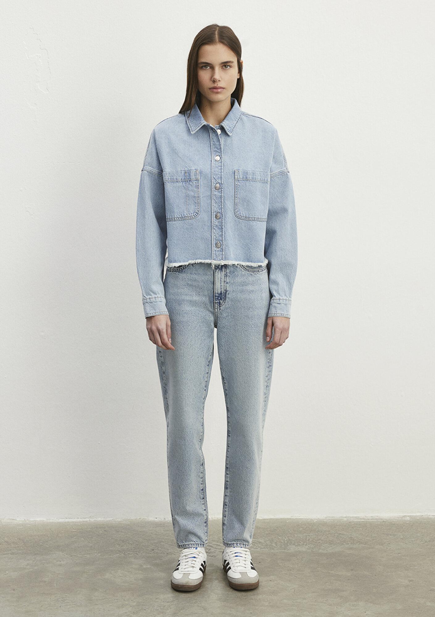 Mavi Vivi 90lar Açık Mavi Jean Gömlek Crop / Kısa Kesim 1210244-86442