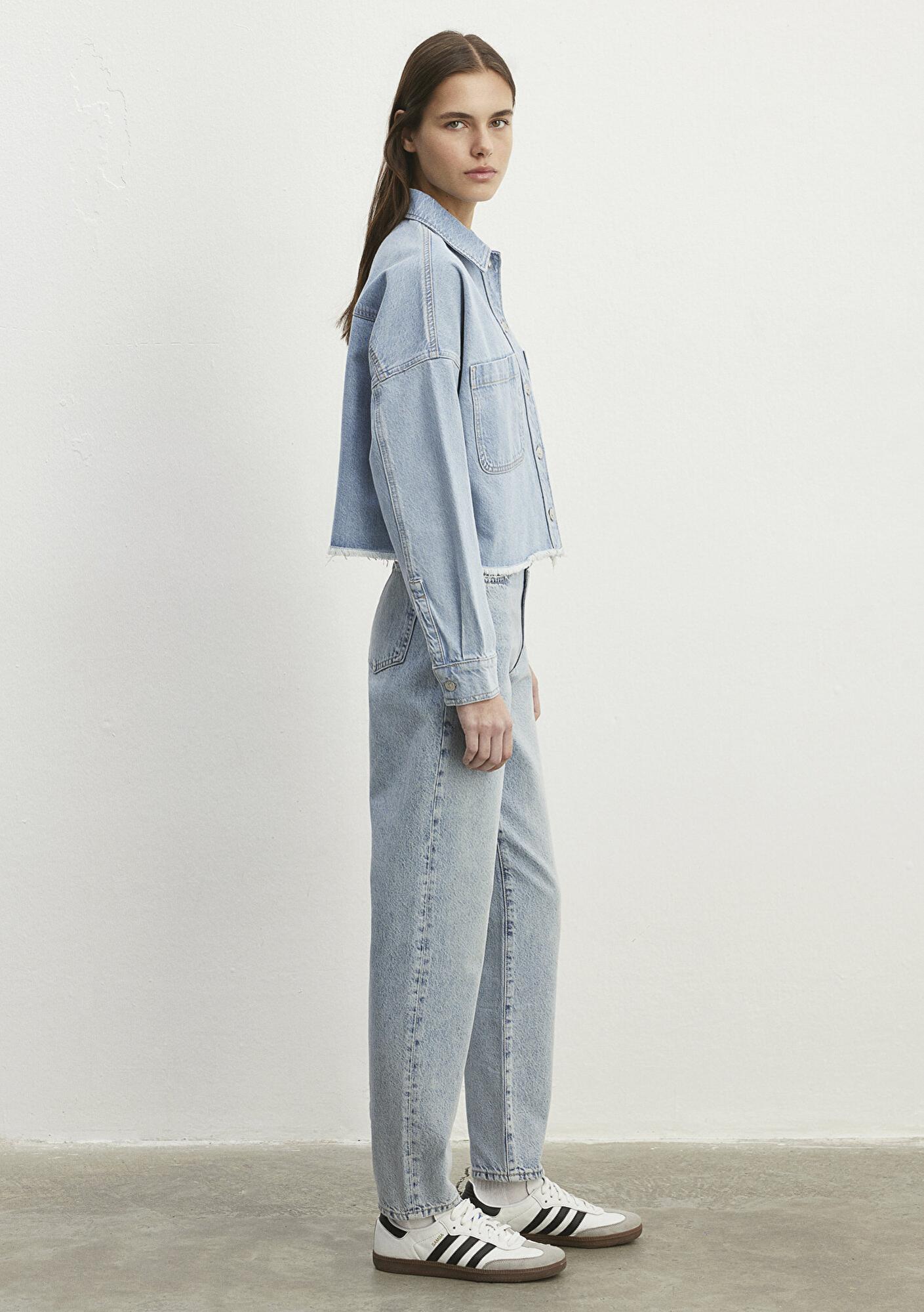 Mavi Vivi 90lar Açık Mavi Jean Gömlek Crop / Kısa Kesim 1210244-86442