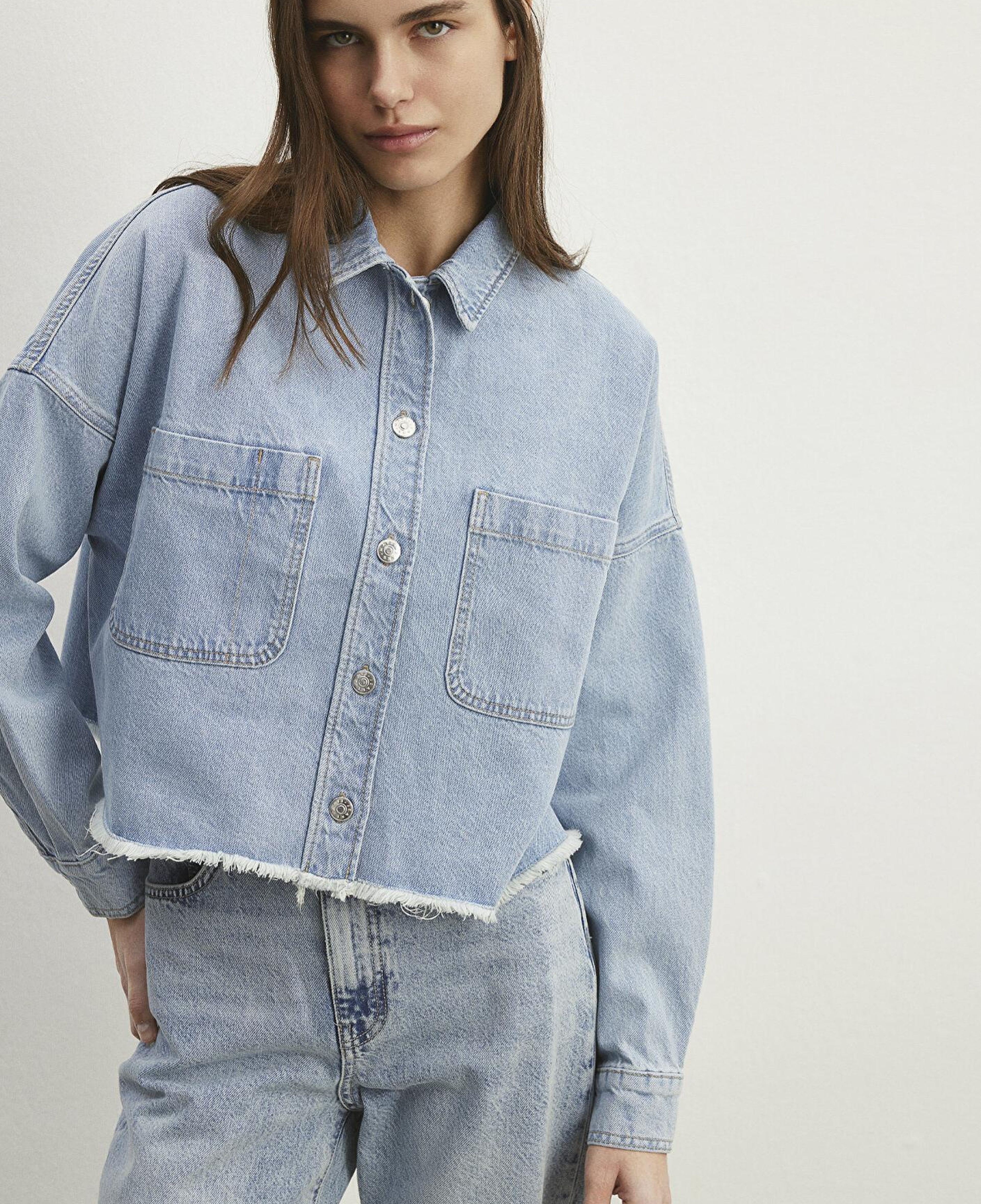 Mavi Vivi 90lar Açık Mavi Jean Gömlek Crop / Kısa Kesim 1210244-86442