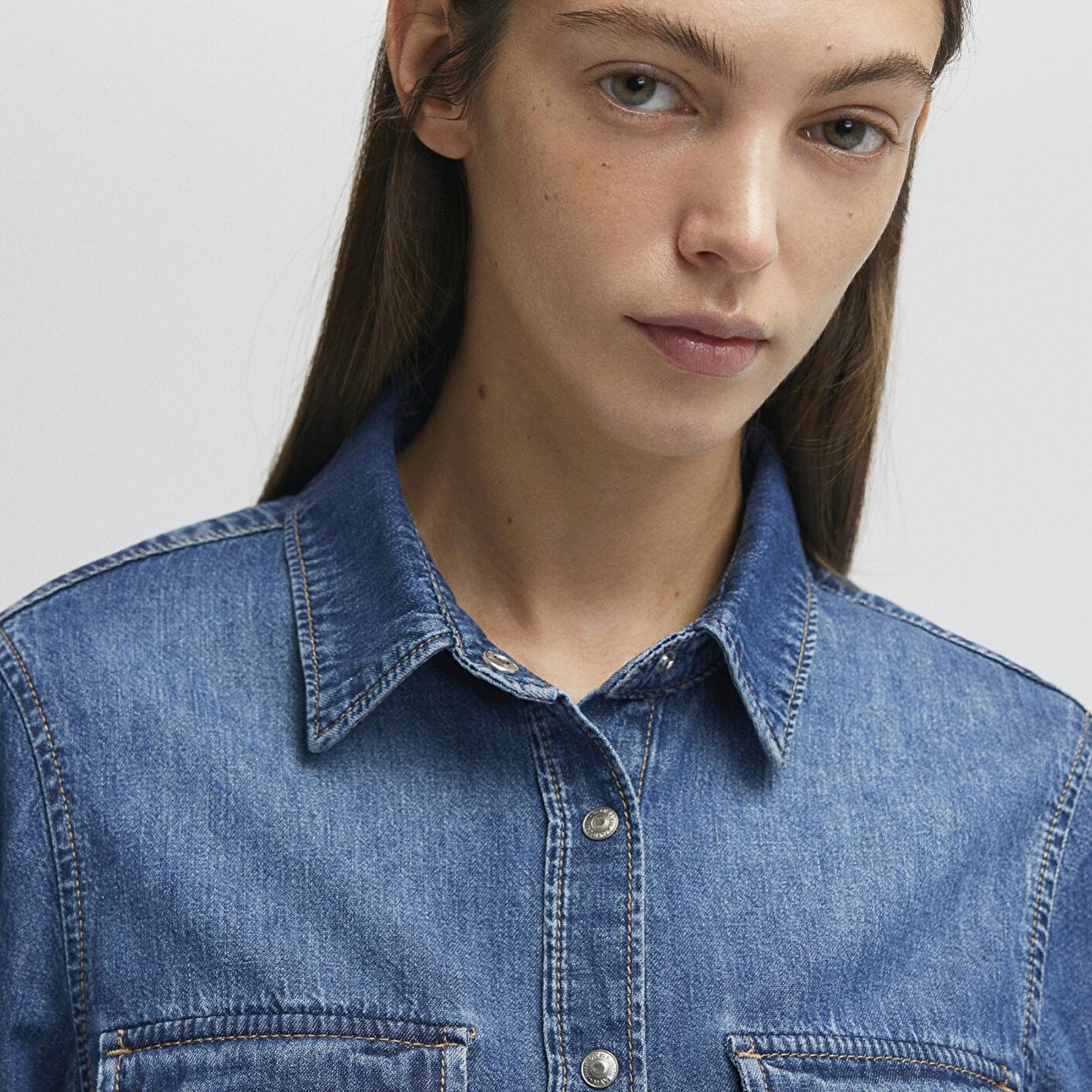 Mavi Merida Real Blue Koyu Mavi Jean Gömlek Fitted / Vücuda Oturan Kesim 1210662-86490