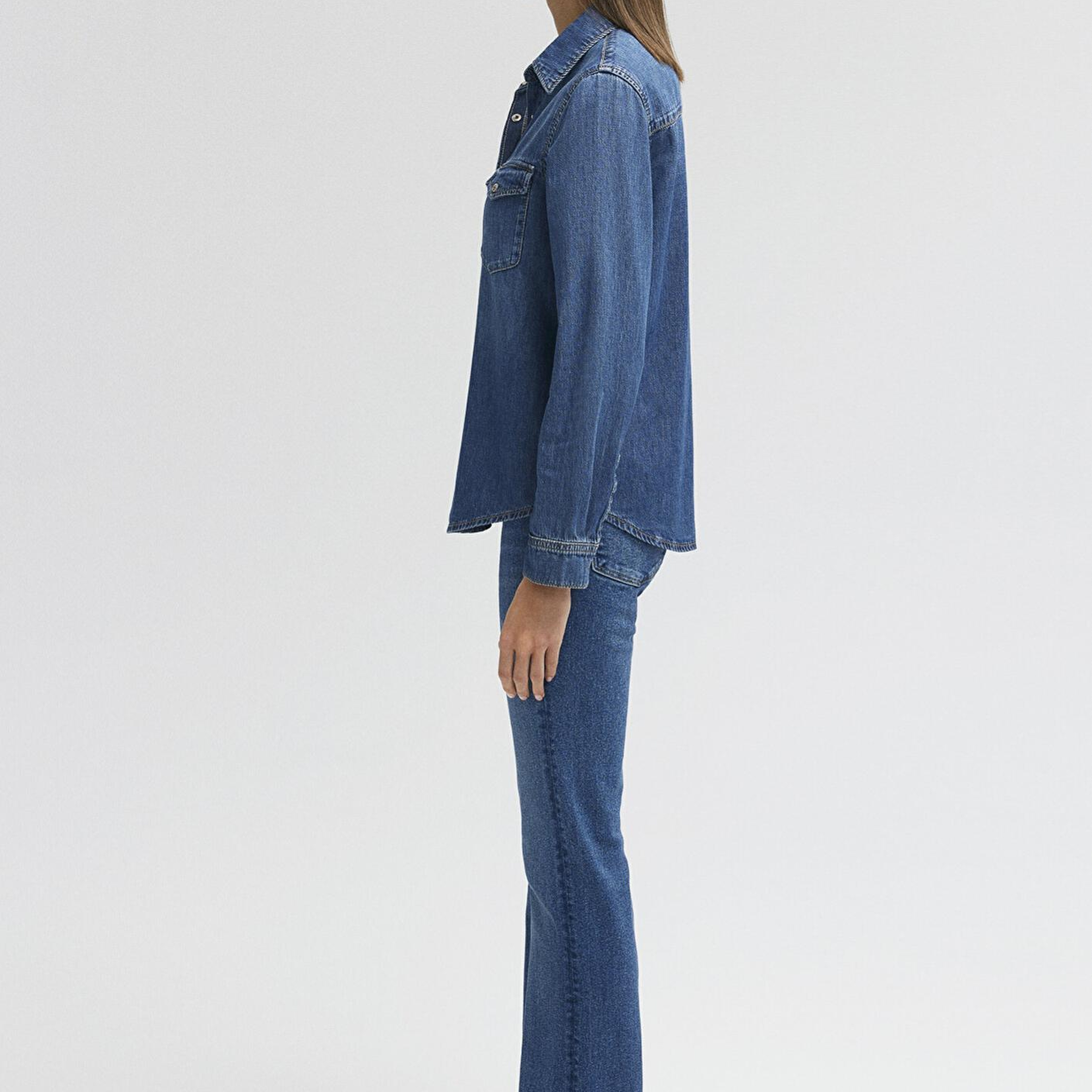 Mavi Merida Real Blue Koyu Mavi Jean Gömlek Fitted / Vücuda Oturan Kesim 1210662-86490