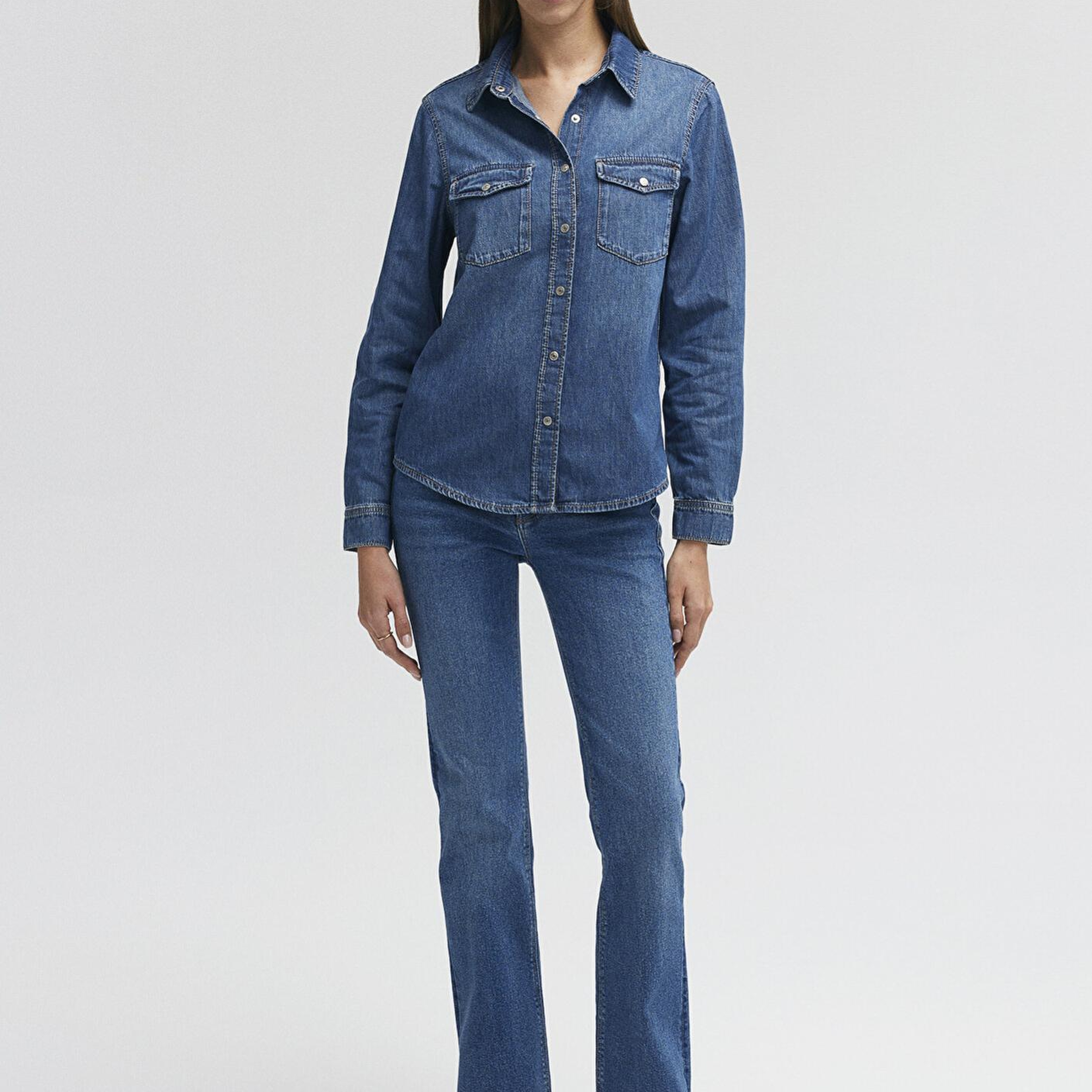 Mavi Merida Real Blue Koyu Mavi Jean Gömlek Fitted / Vücuda Oturan Kesim 1210662-86490