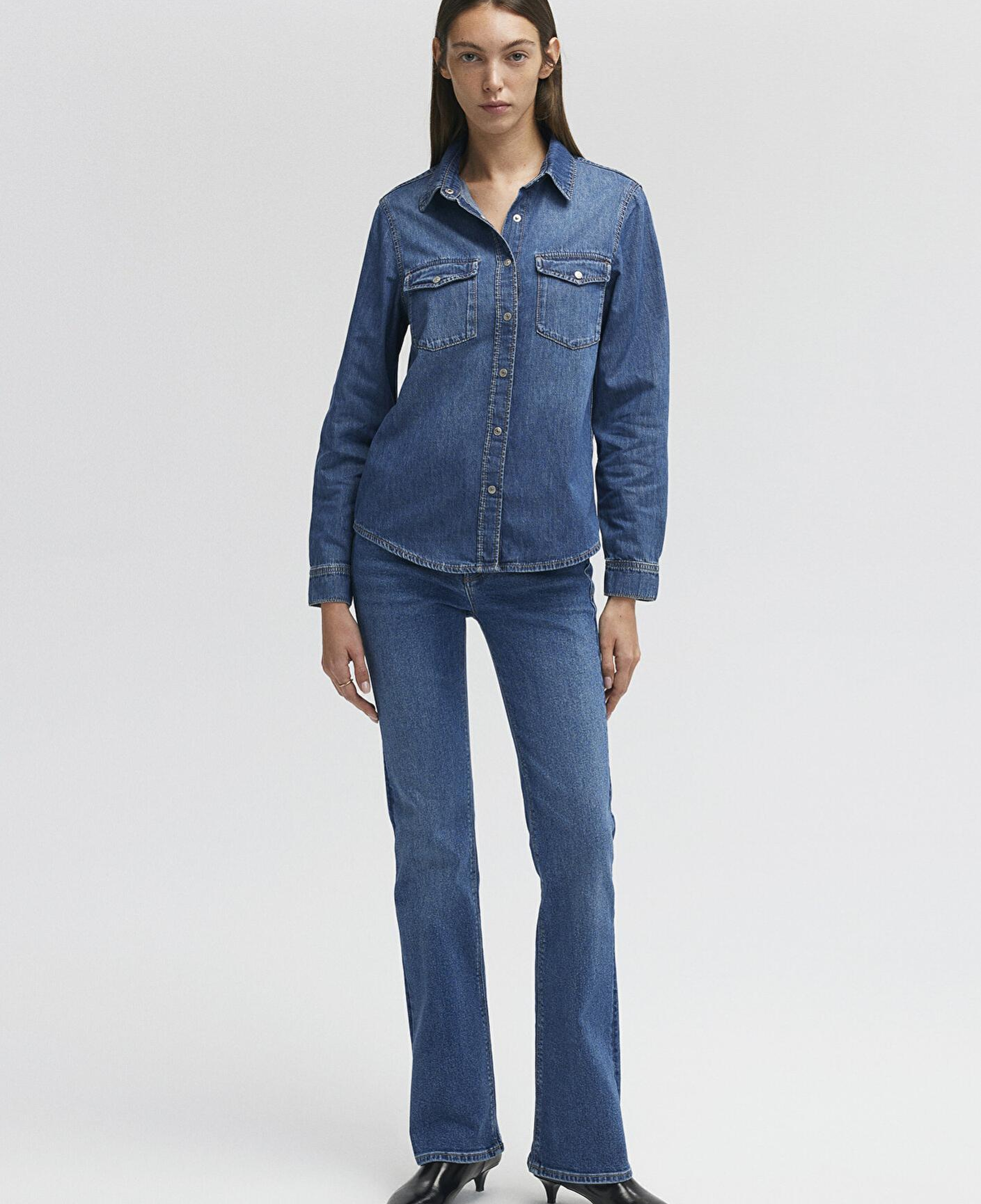 Mavi Merida Real Blue Koyu Mavi Jean Gömlek Fitted / Vücuda Oturan Kesim 1210662-86490