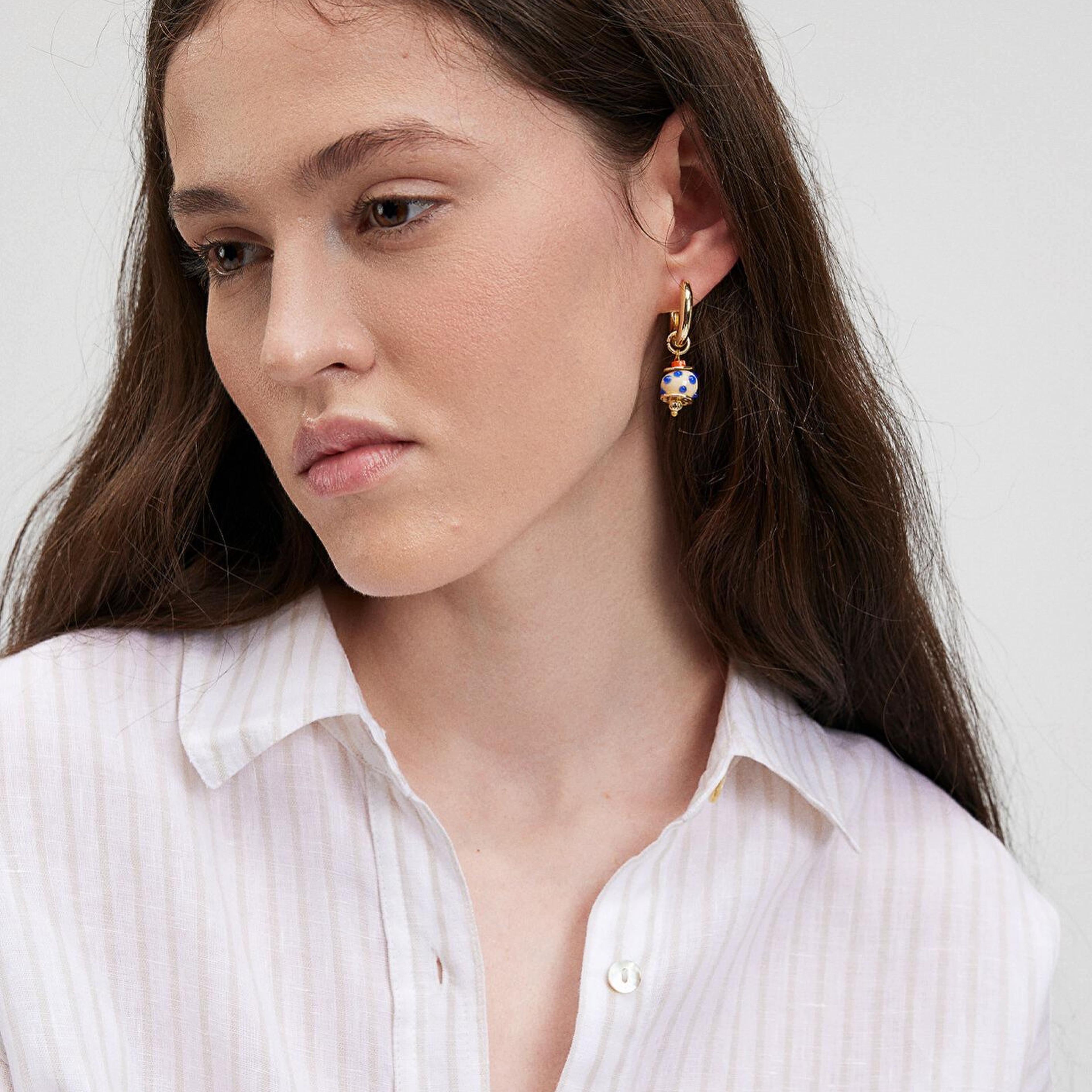 Mavi Boncuk Detaylı Altın Rengi Küpe 1912499-34961