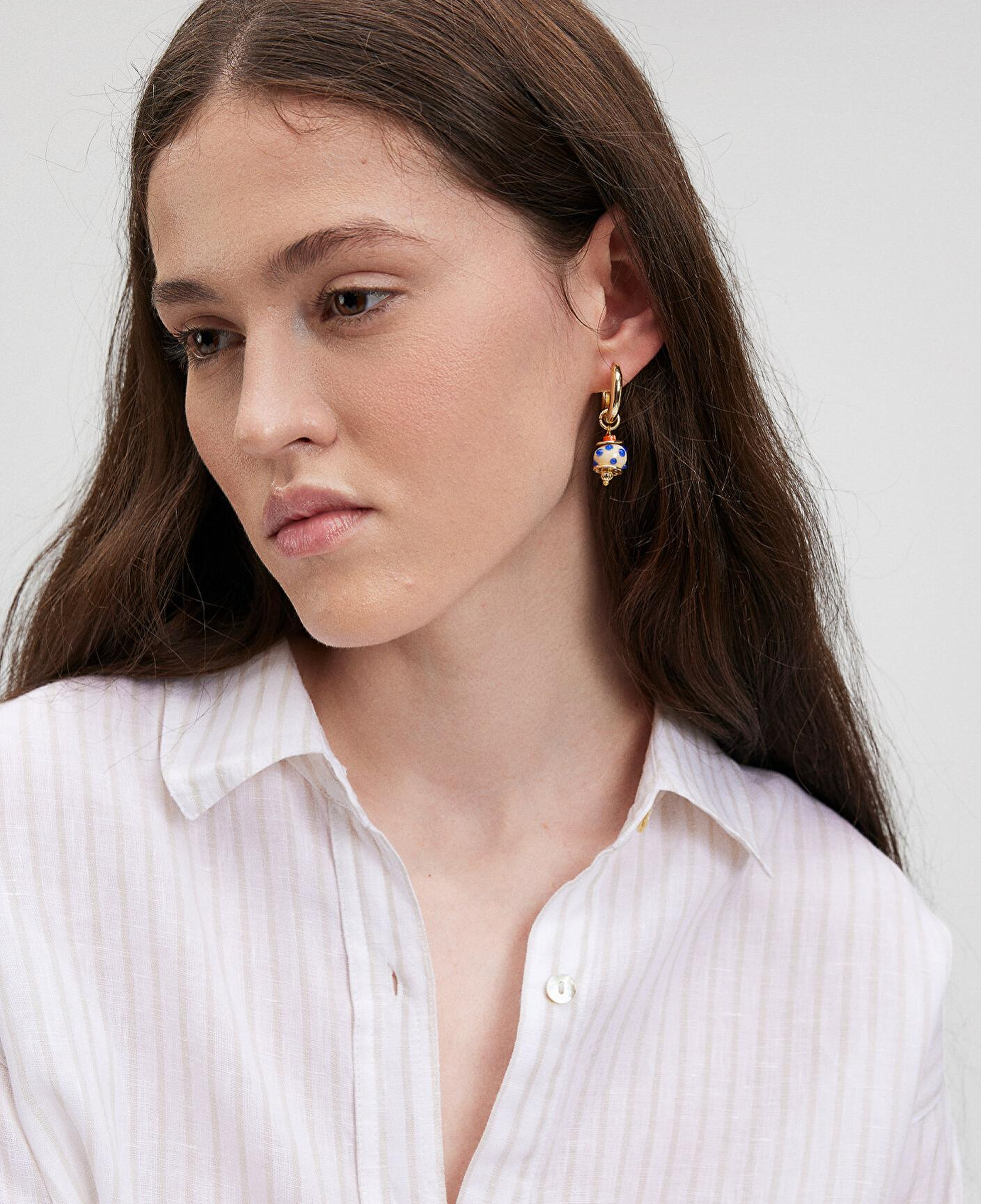 Mavi Boncuk Detaylı Altın Rengi Küpe 1912499-34961