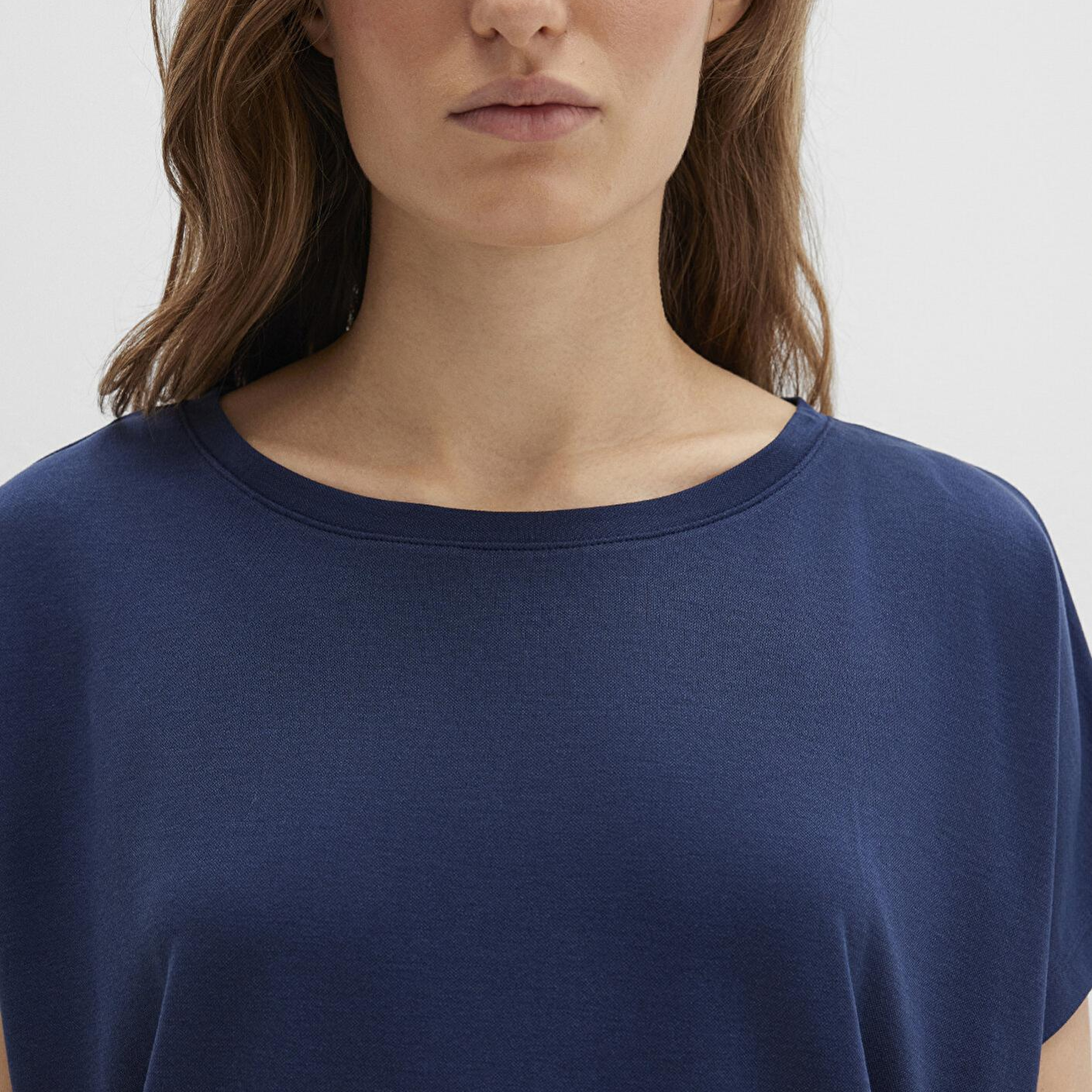 Mavi Lux Touch (TENCEL™) Modal Lacivert Basic Tişört Loose Fit / Bol Rahat Kesim 167245-70487