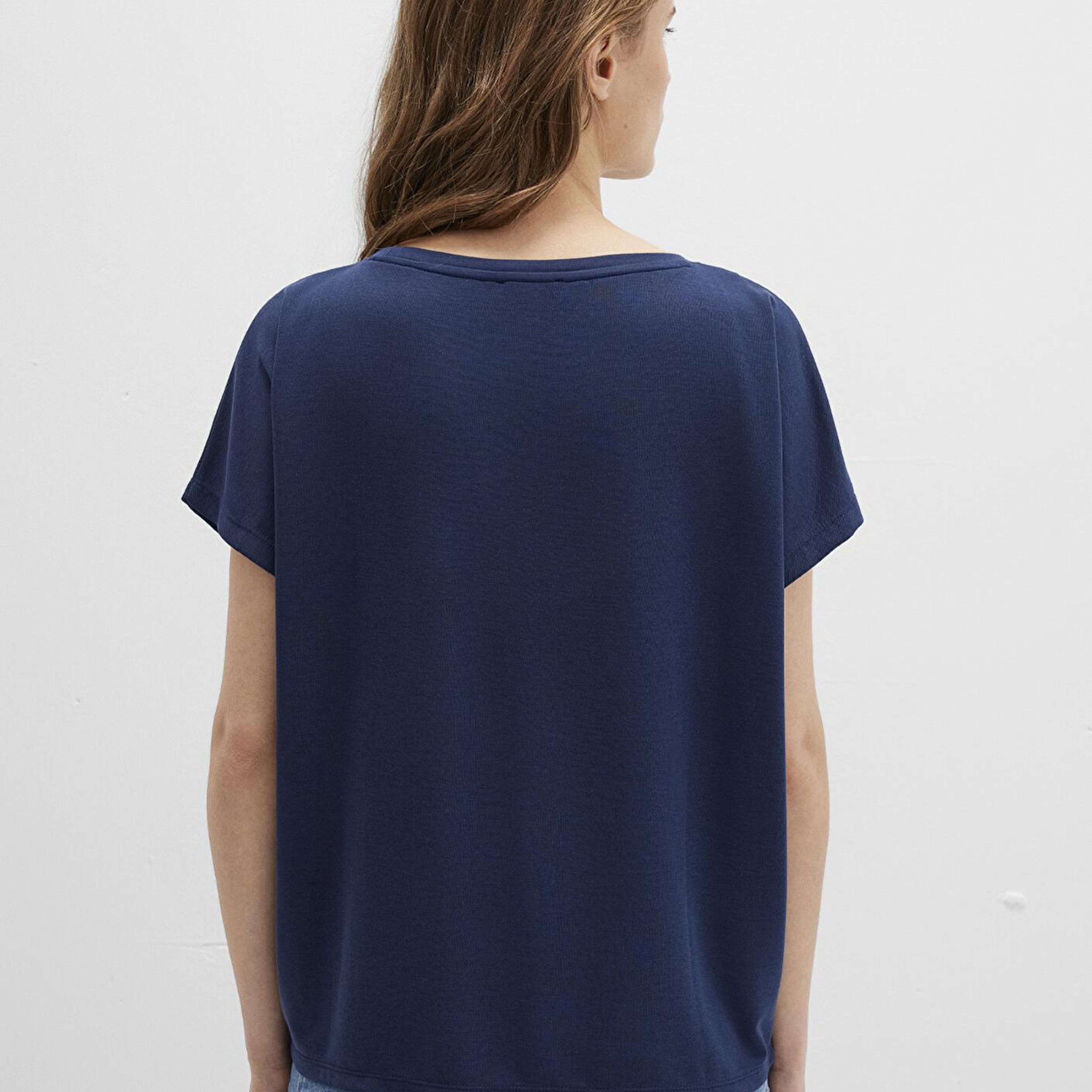 Mavi Lux Touch (TENCEL™) Modal Lacivert Basic Tişört Loose Fit / Bol Rahat Kesim 167245-70487