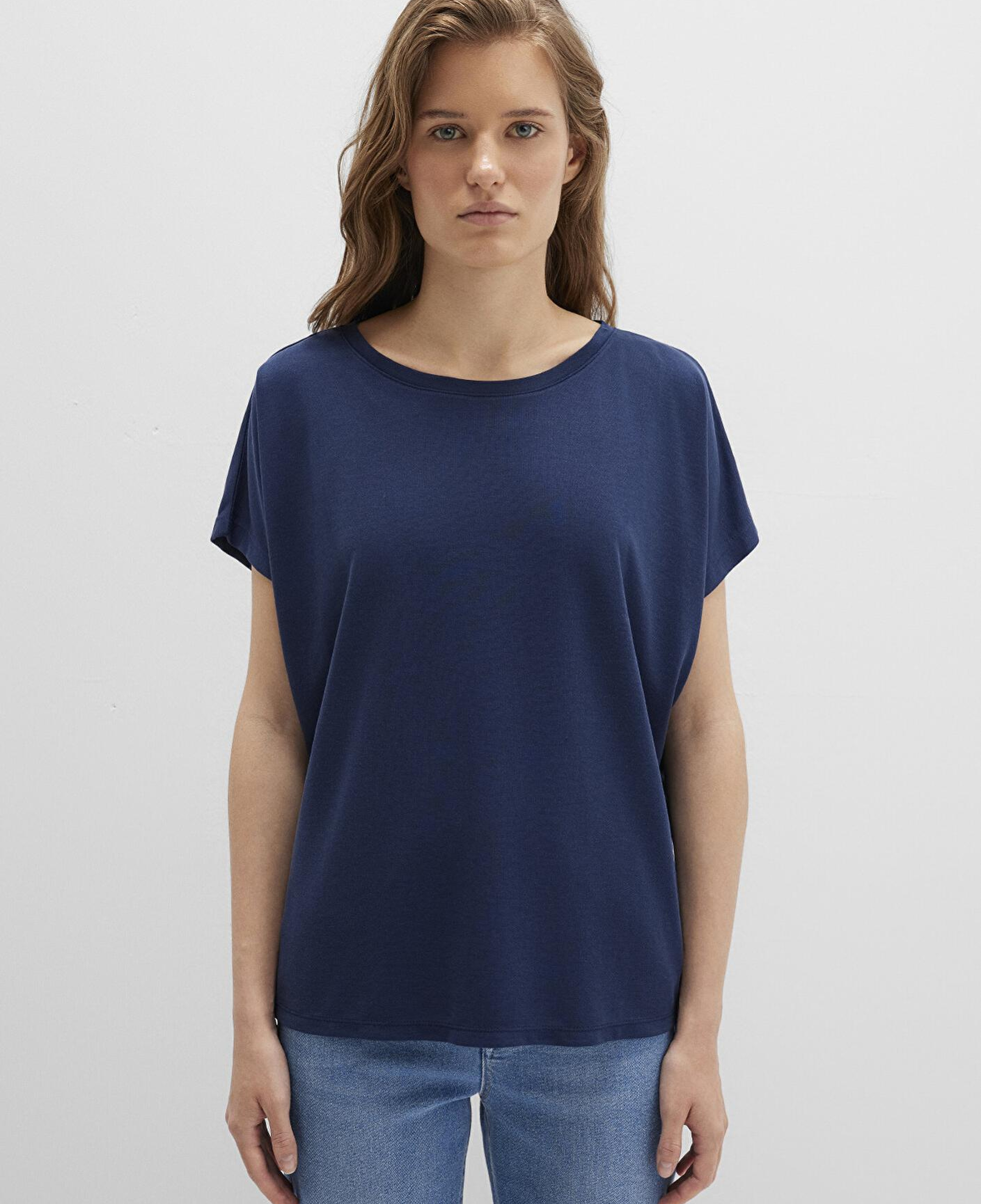 Mavi Lux Touch (TENCEL™) Modal Lacivert Basic Tişört Loose Fit / Bol Rahat Kesim 167245-70487