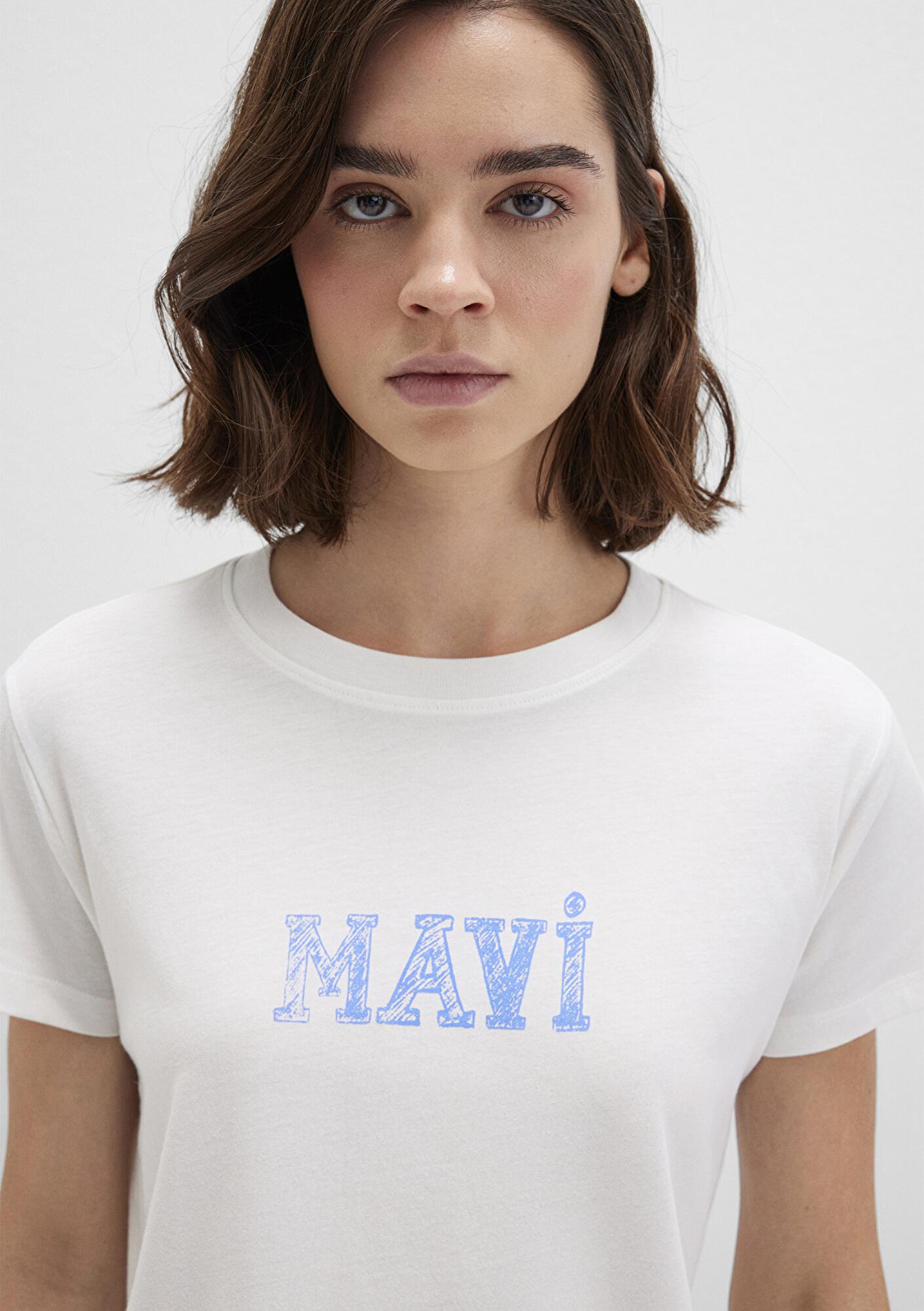 Mavi Mavi Baskılı Beyaz Tişört Regular Fit / Normal Kesim 1612232-70057