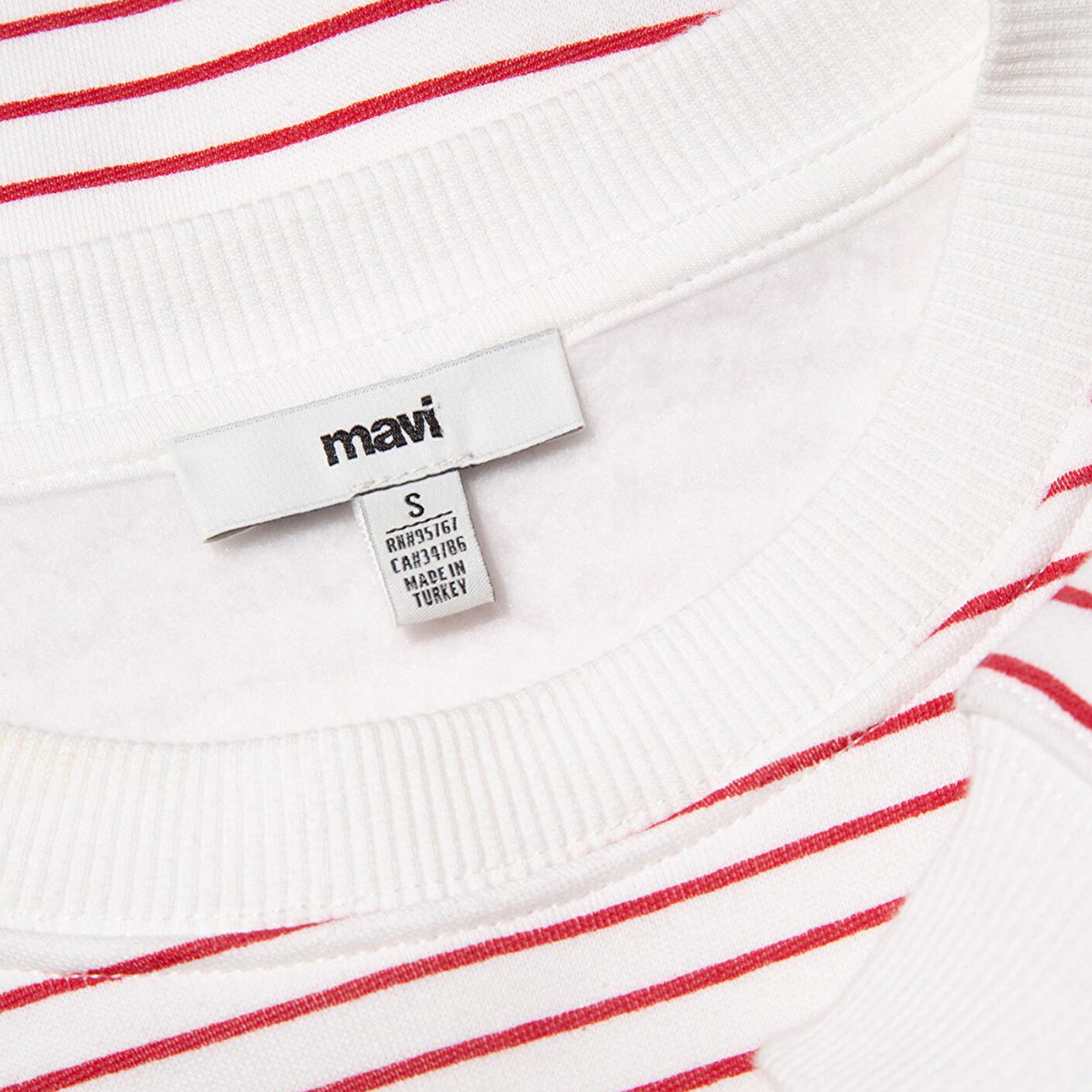 Mavi Mavi Logo Baskılı Kırmızı Çizgili Sweatshirt 1S10100-86680