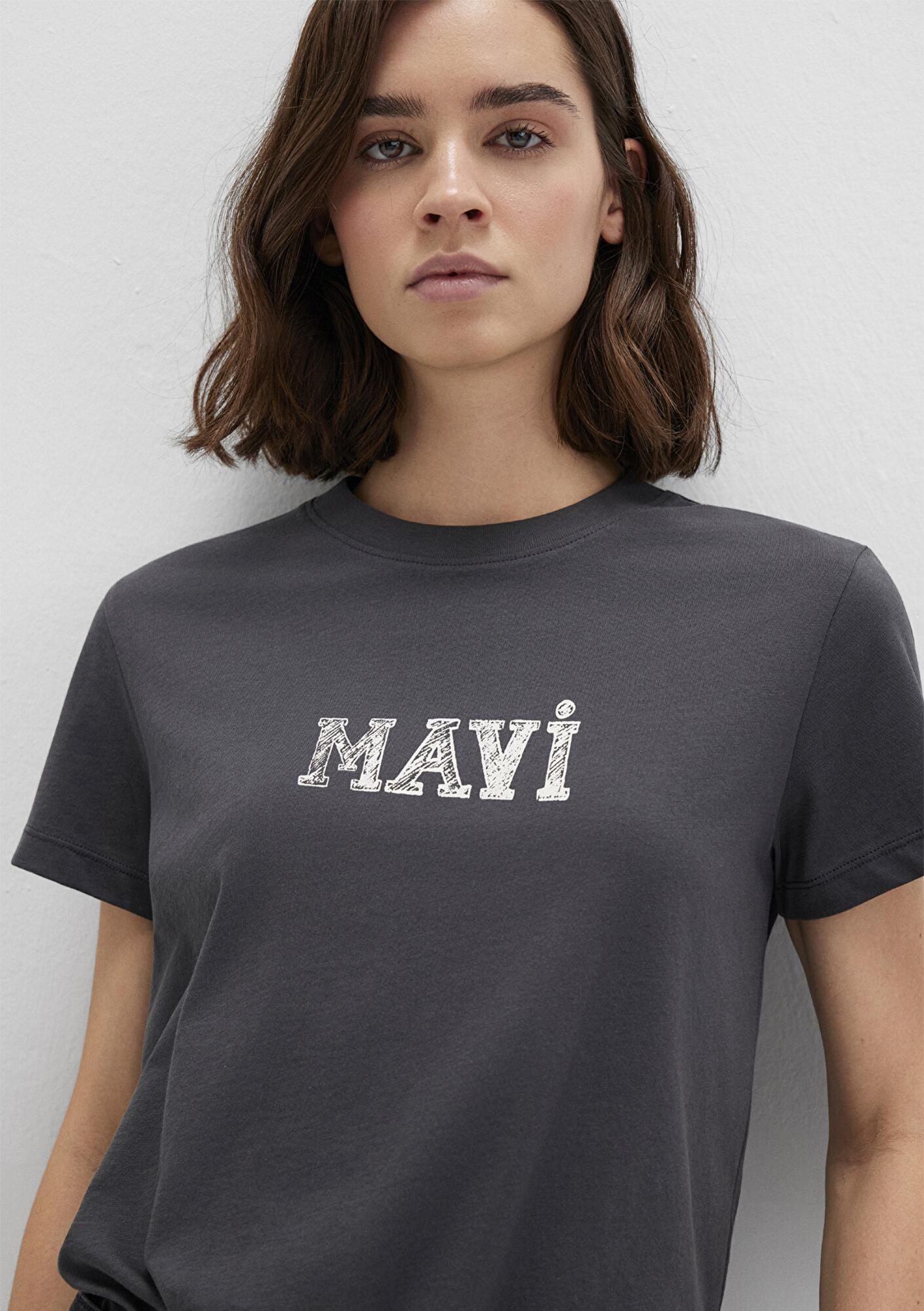 Mavi Mavi Baskılı Antrasit Tişört Regular Fit / Normal Kesim 1612232-34853