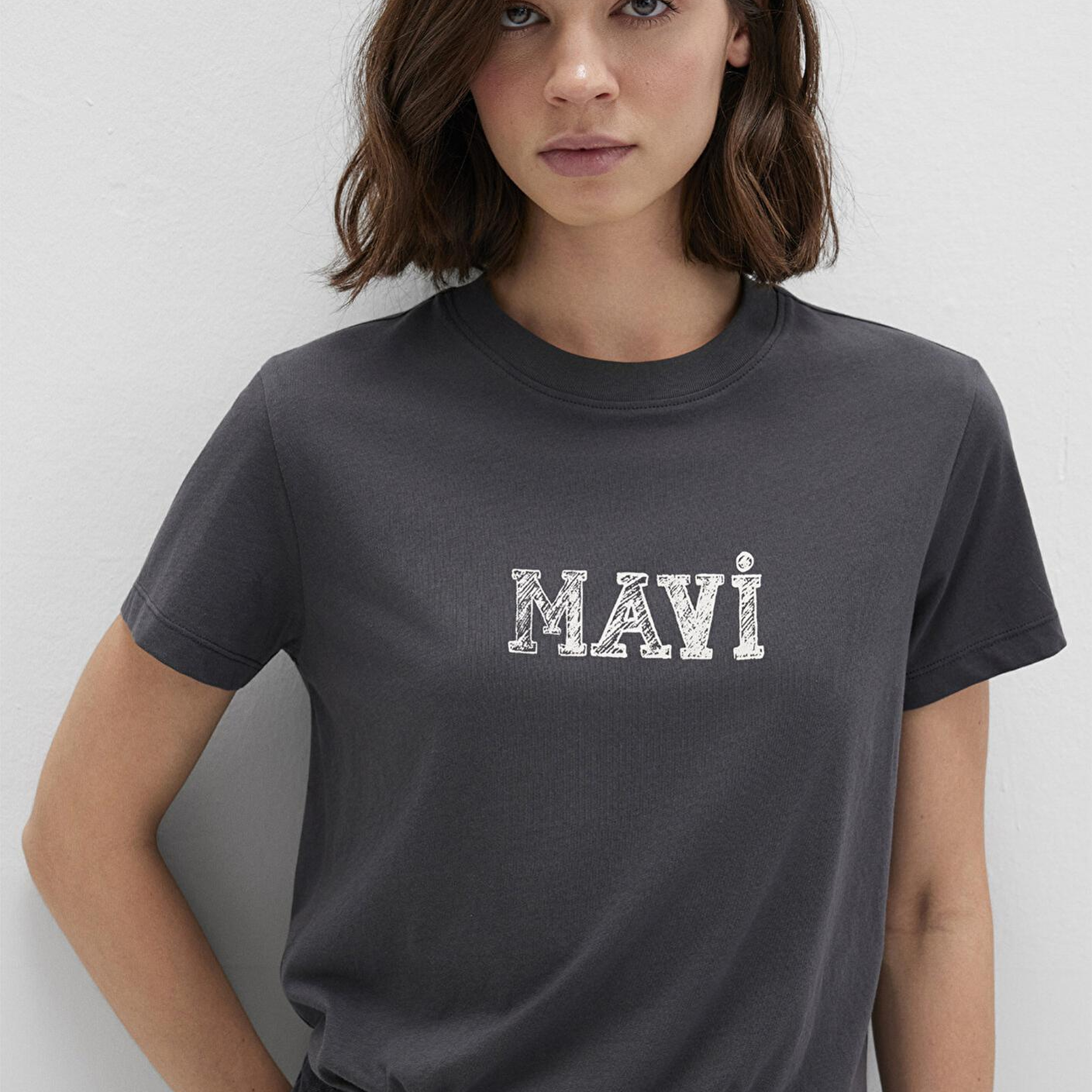 Mavi Mavi Baskılı Antrasit Tişört Regular Fit / Normal Kesim 1612232-34853