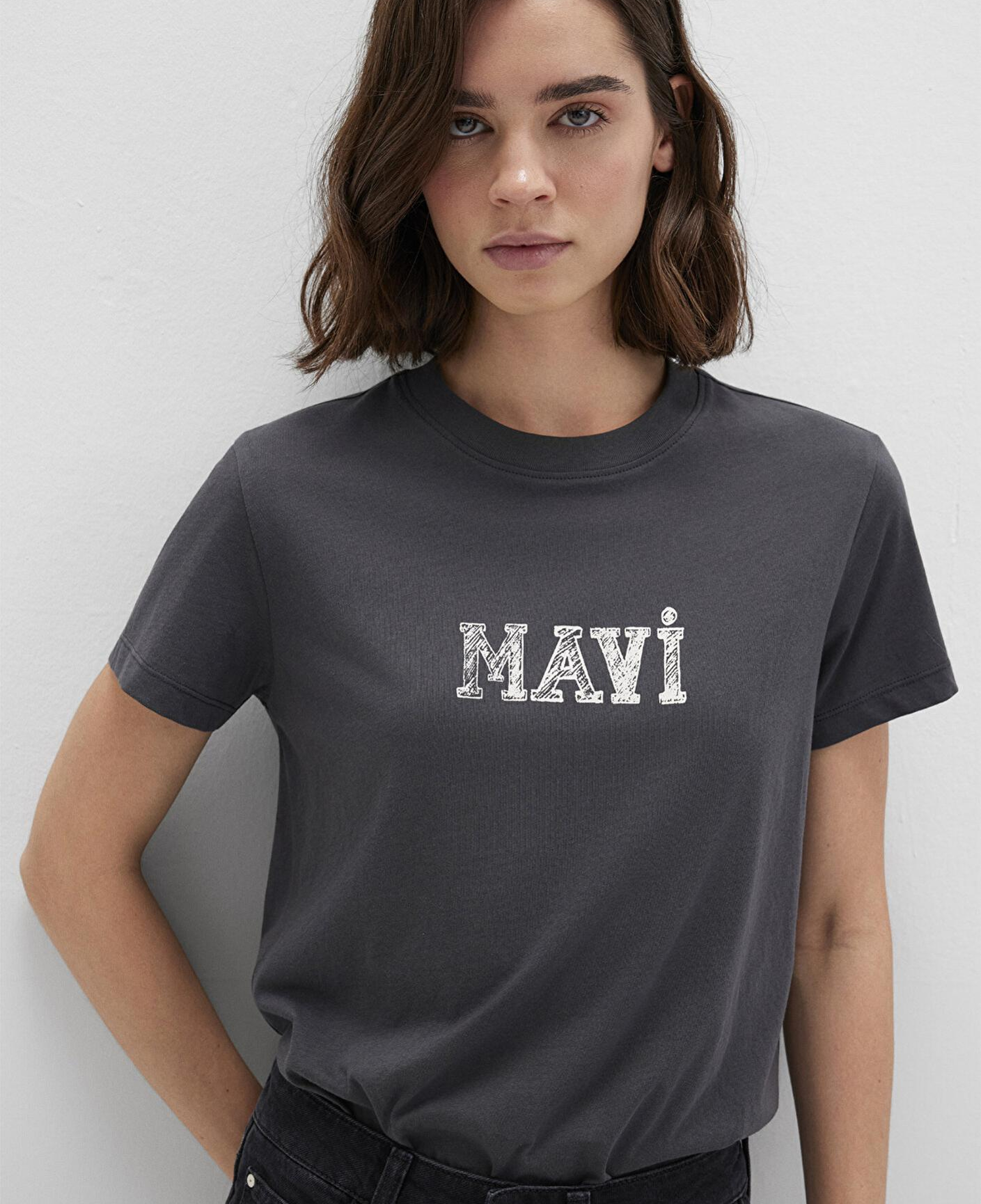 Mavi Mavi Baskılı Antrasit Tişört Regular Fit / Normal Kesim 1612232-34853