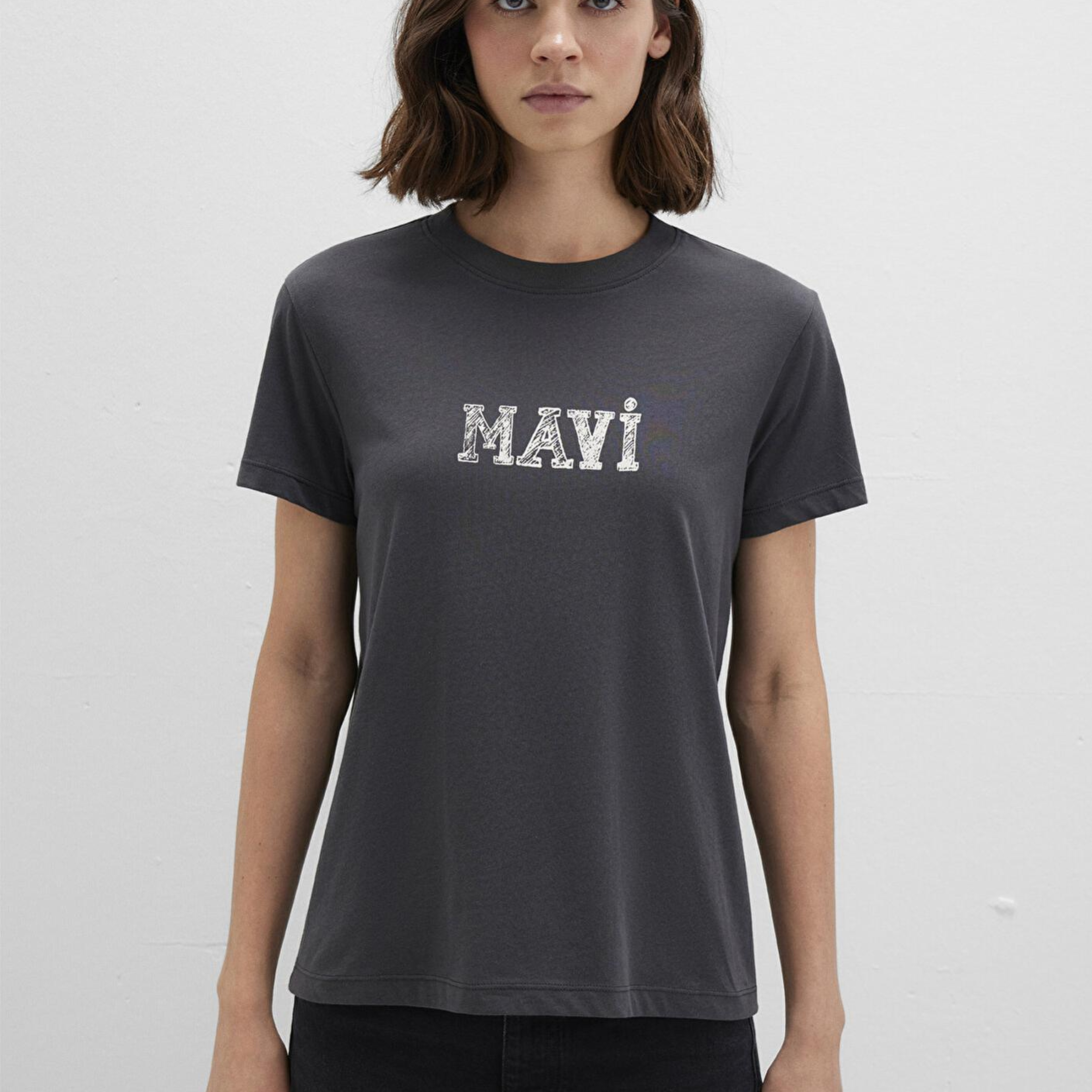 Mavi Mavi Baskılı Antrasit Tişört Regular Fit / Normal Kesim 1612232-34853