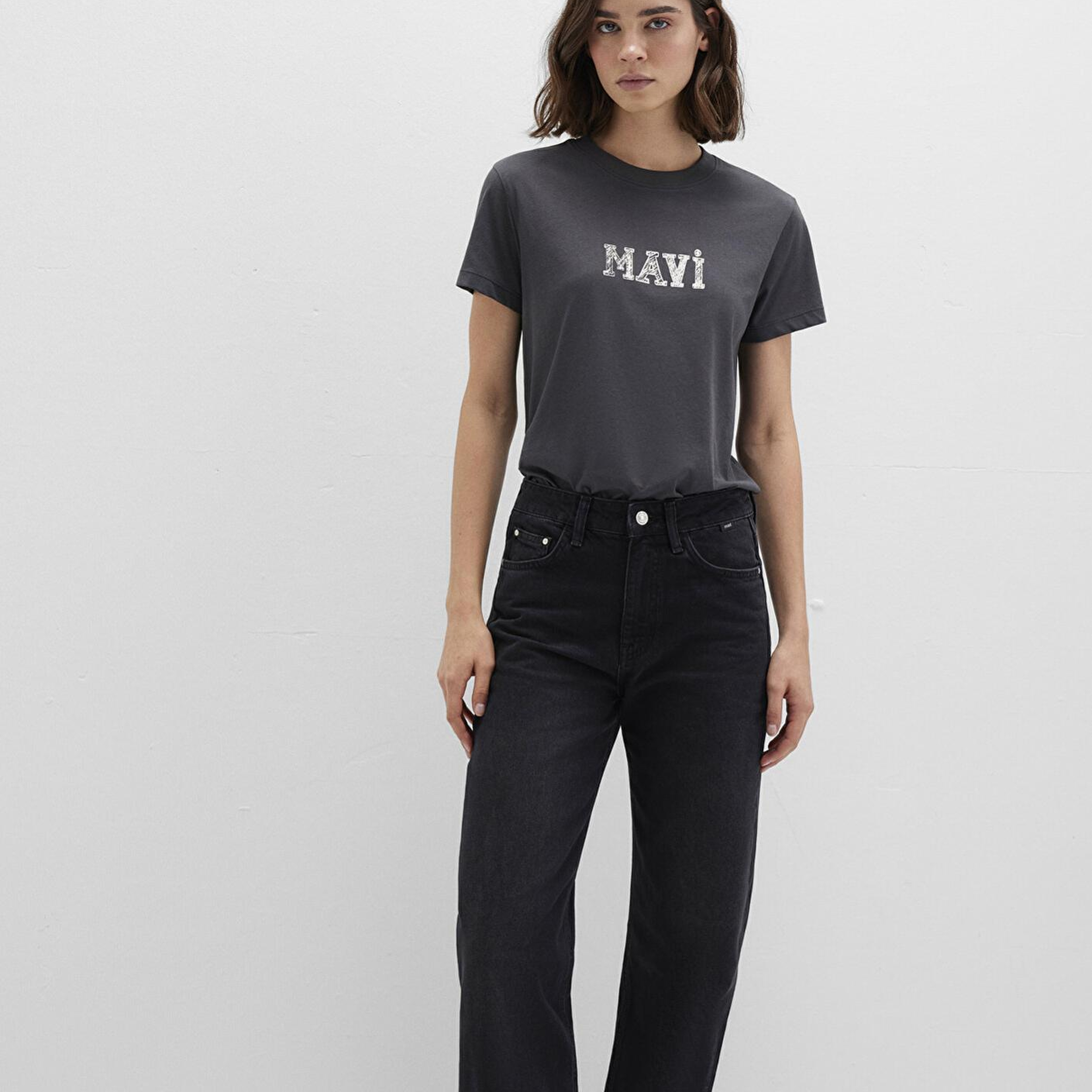 Mavi Mavi Baskılı Antrasit Tişört Regular Fit / Normal Kesim 1612232-34853