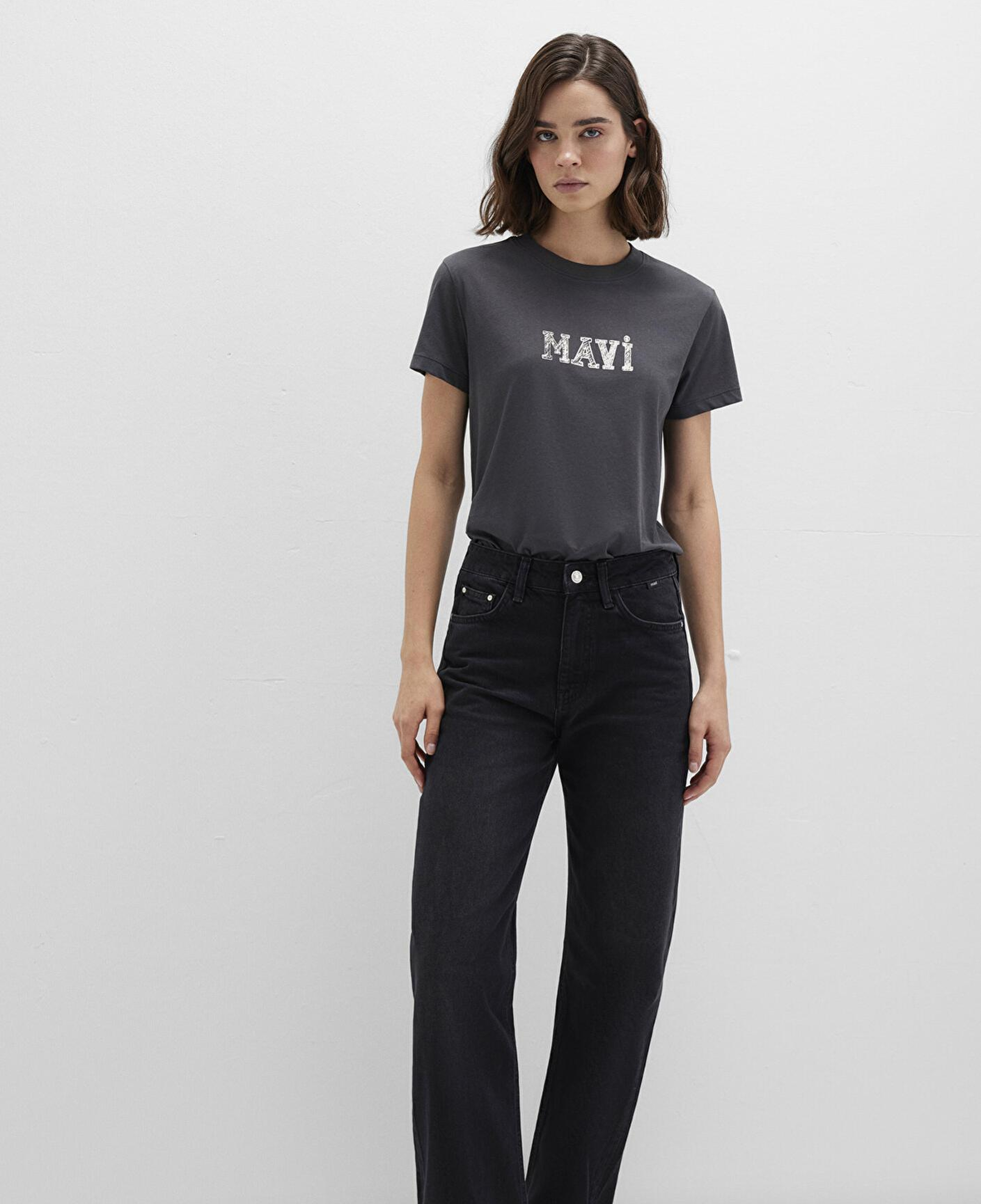 Mavi Mavi Baskılı Antrasit Tişört Regular Fit / Normal Kesim 1612232-34853